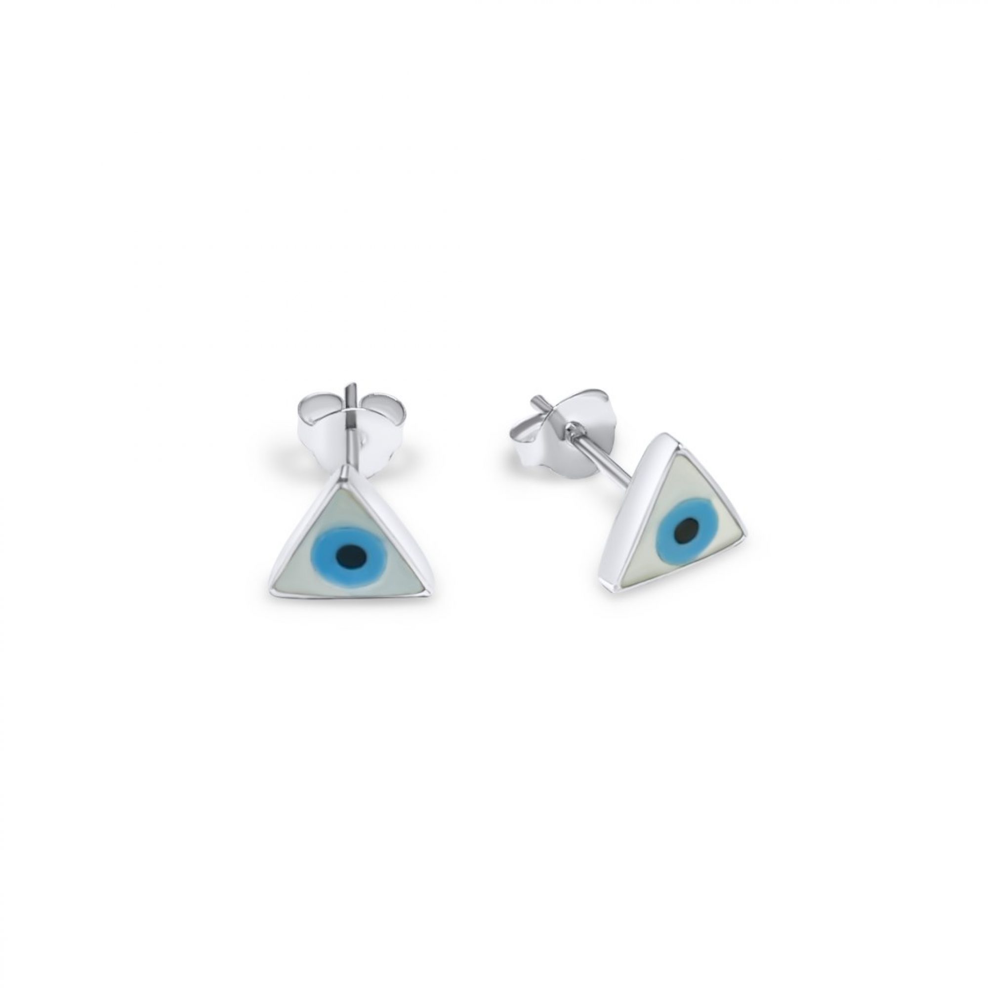 Eye stud earrings with mother of pearl