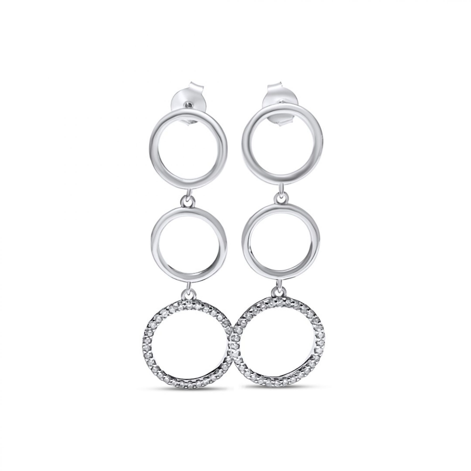 Silver dangle earrings with zircon stones