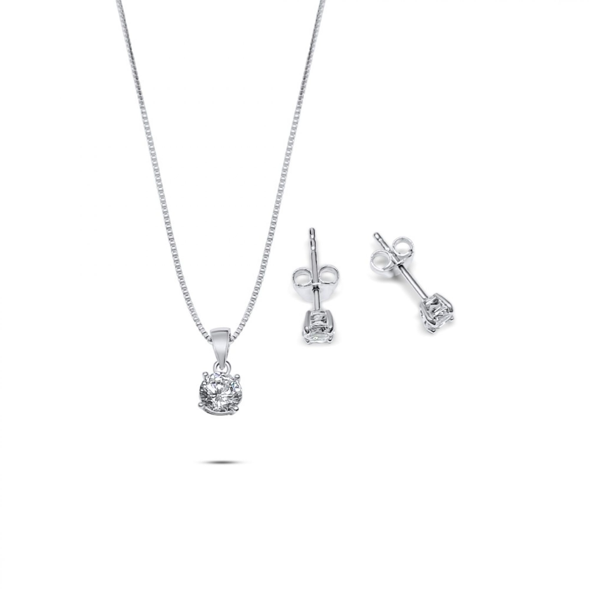 Σετ κολιέ και σκουλαρίκια καρφωτά με πέτρες ζιργκόν