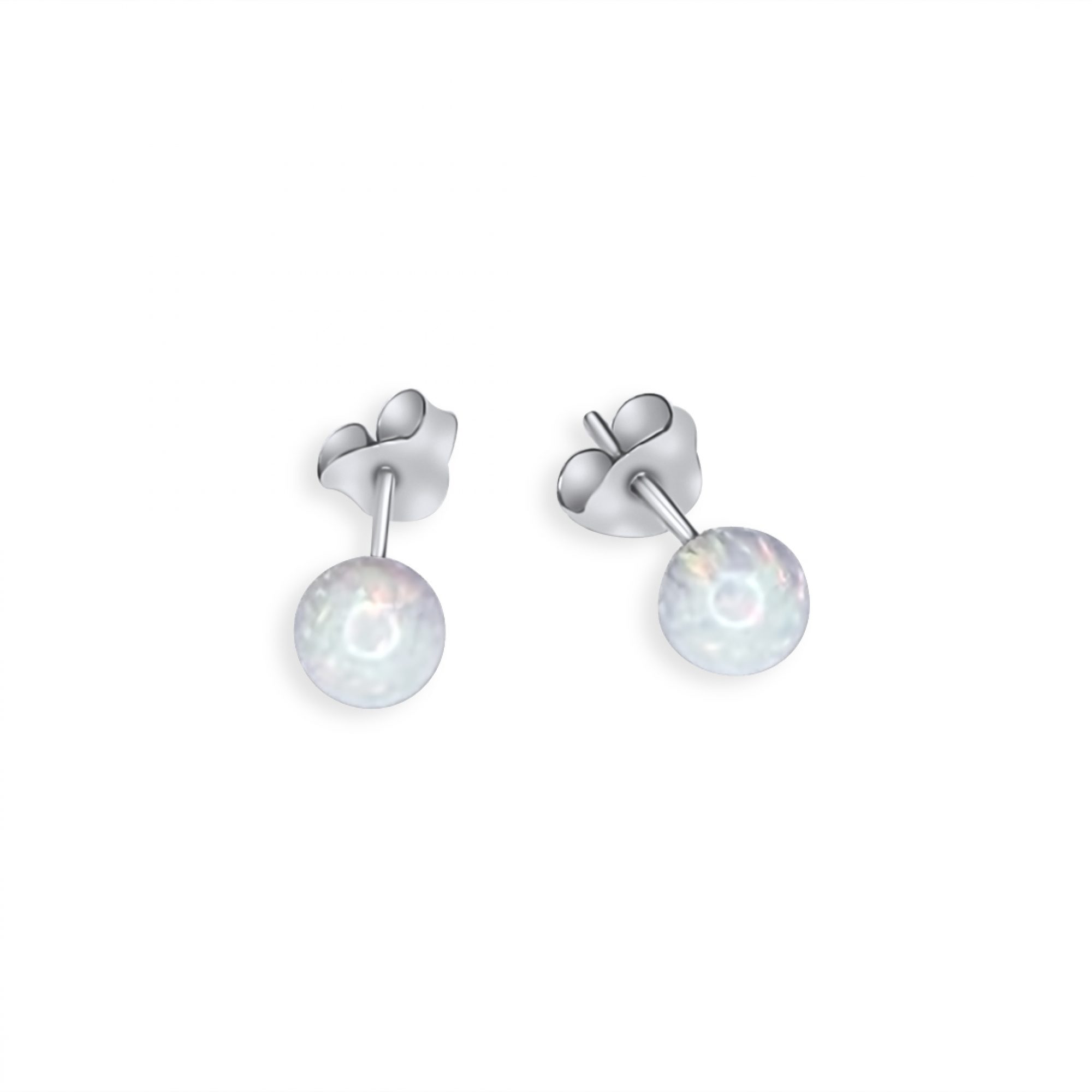 Stud earrings with white opal