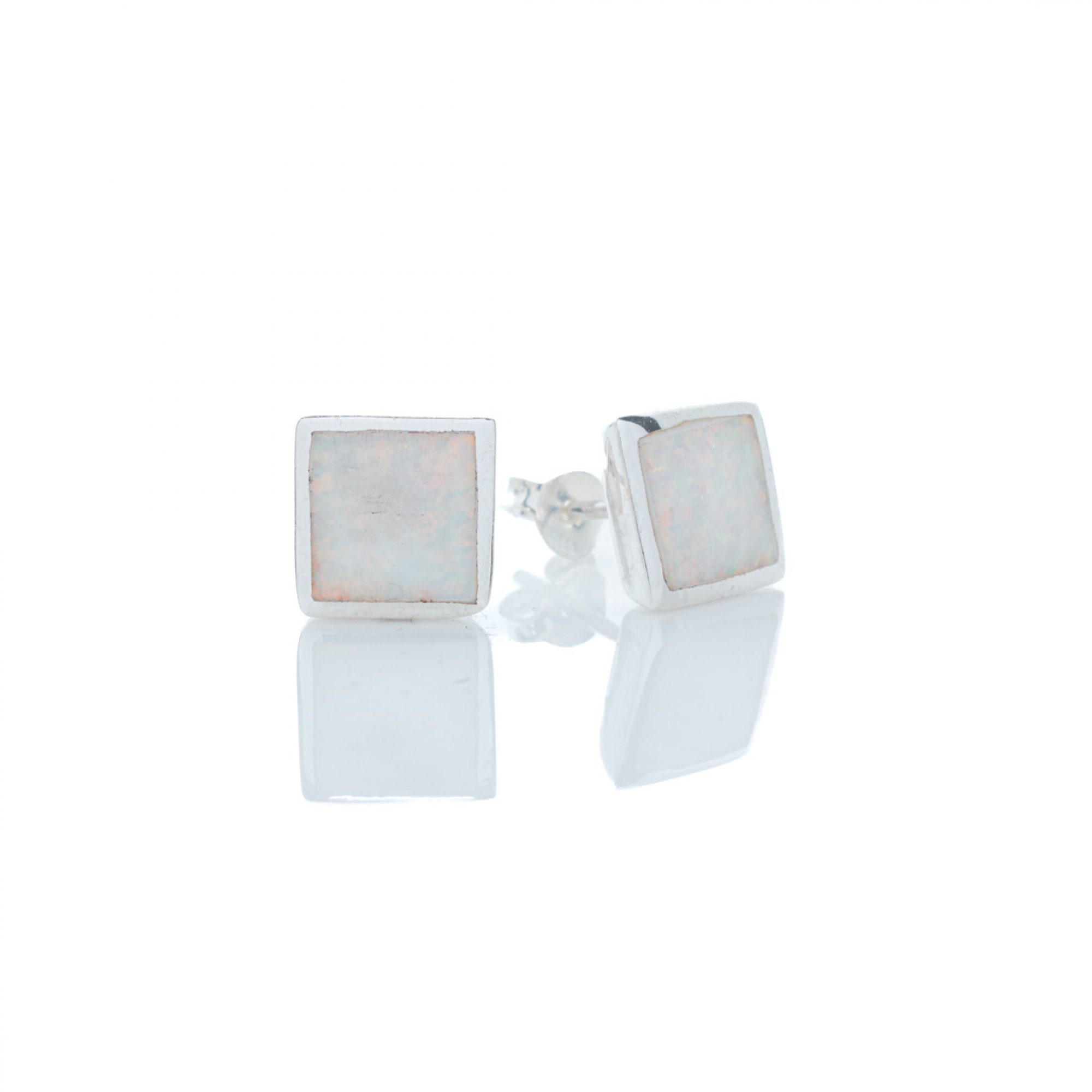 Stud earrings with white opal