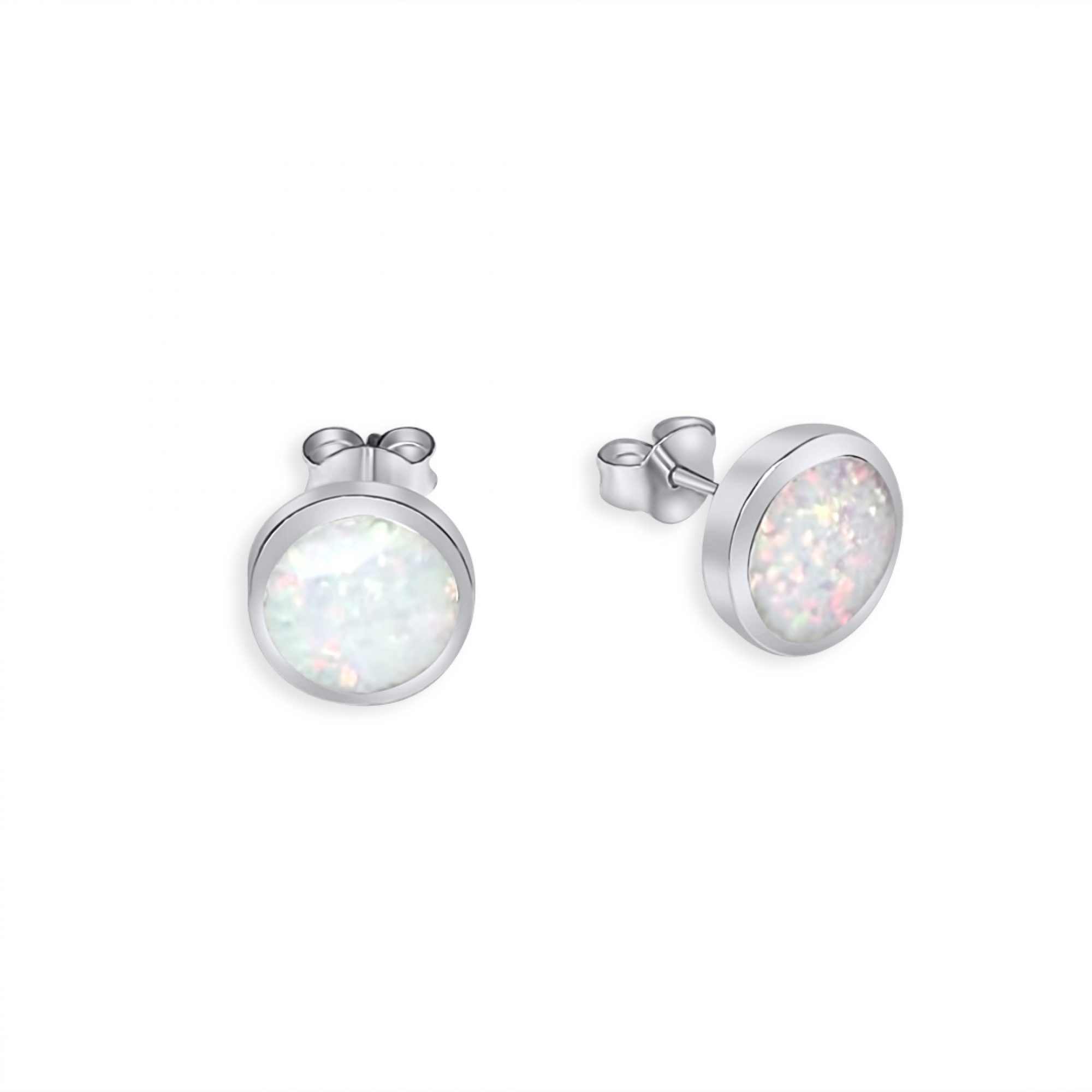 Stud earrings with white opal
