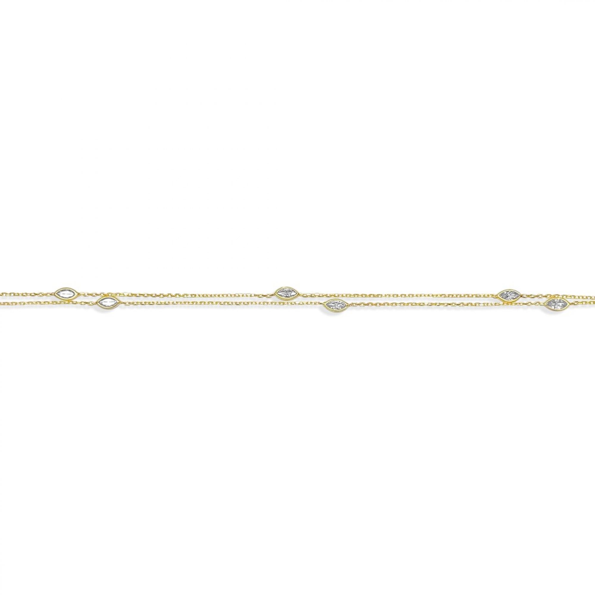 Gold plated double anklet with zircon stones