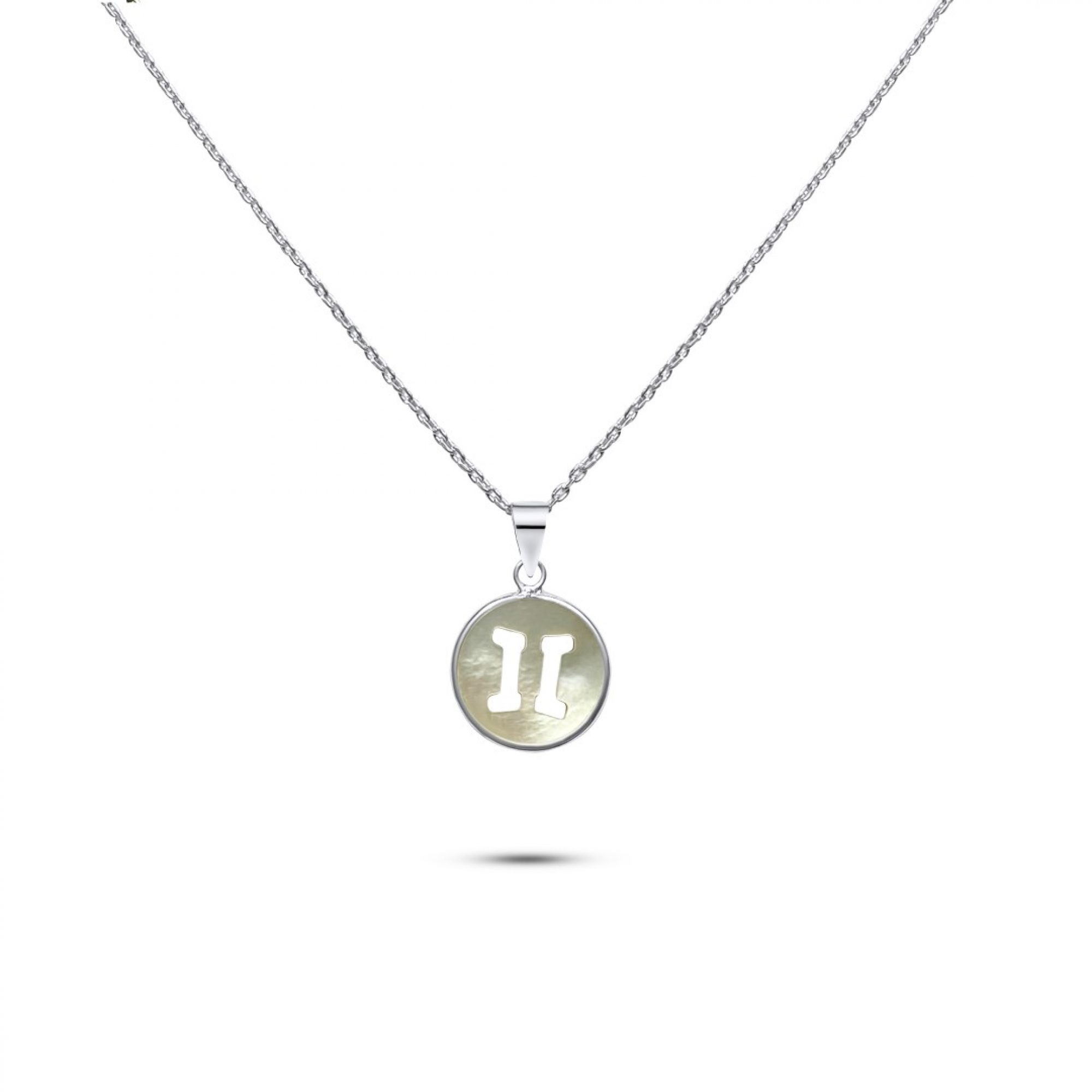 Gemini sign necklace with mother of pearl