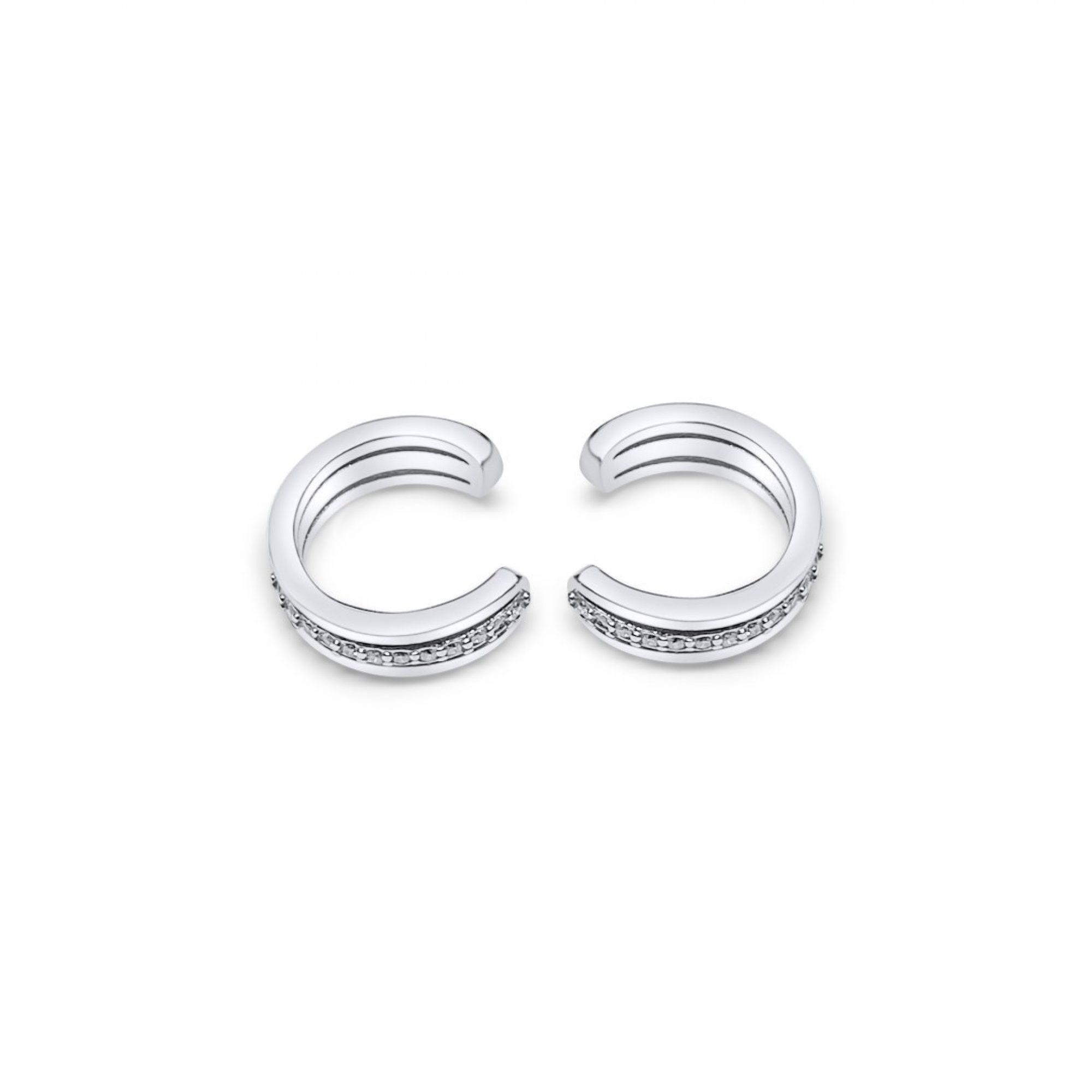 Silver ear cuffs with zircon stones