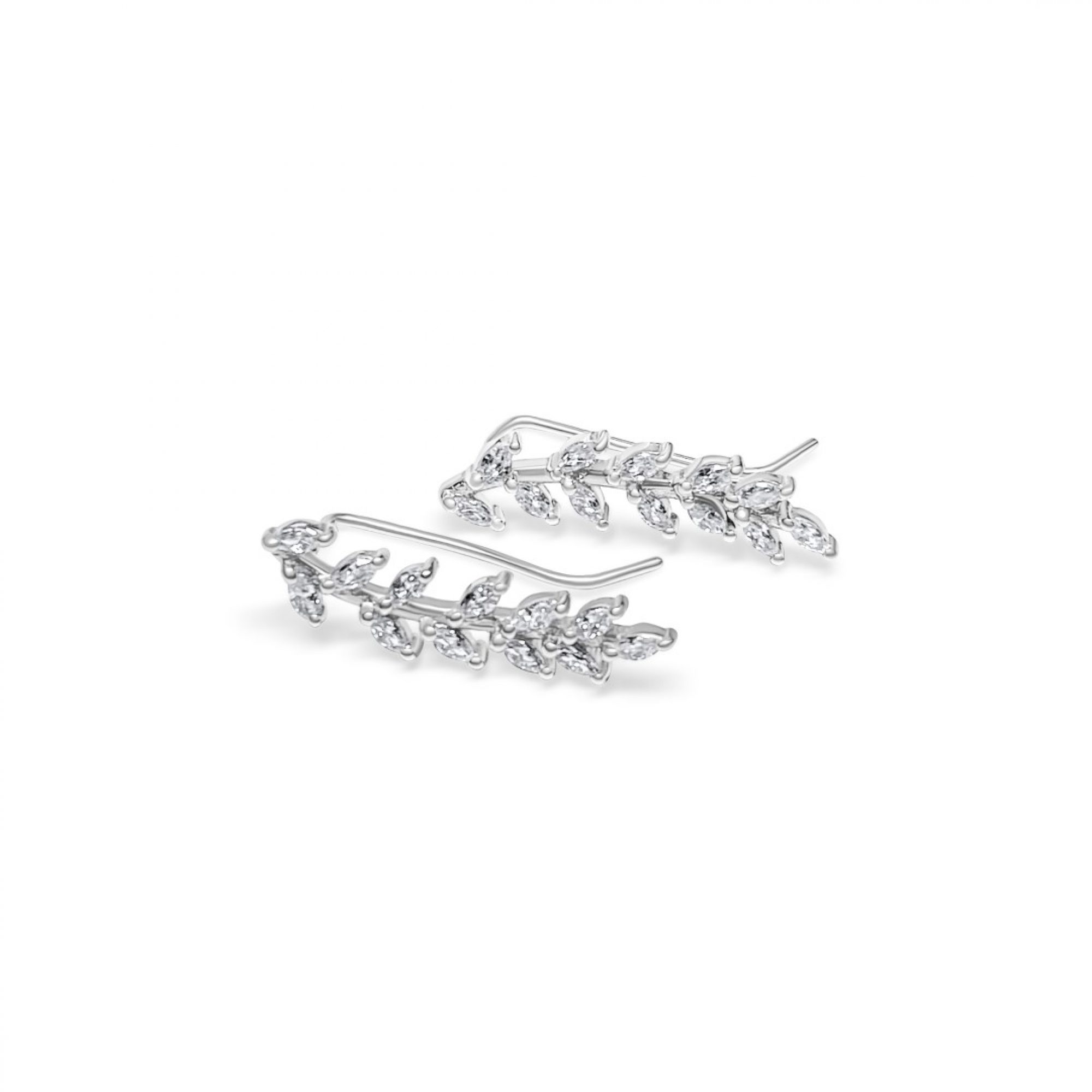 Olive branch ear climbers with zircon stones