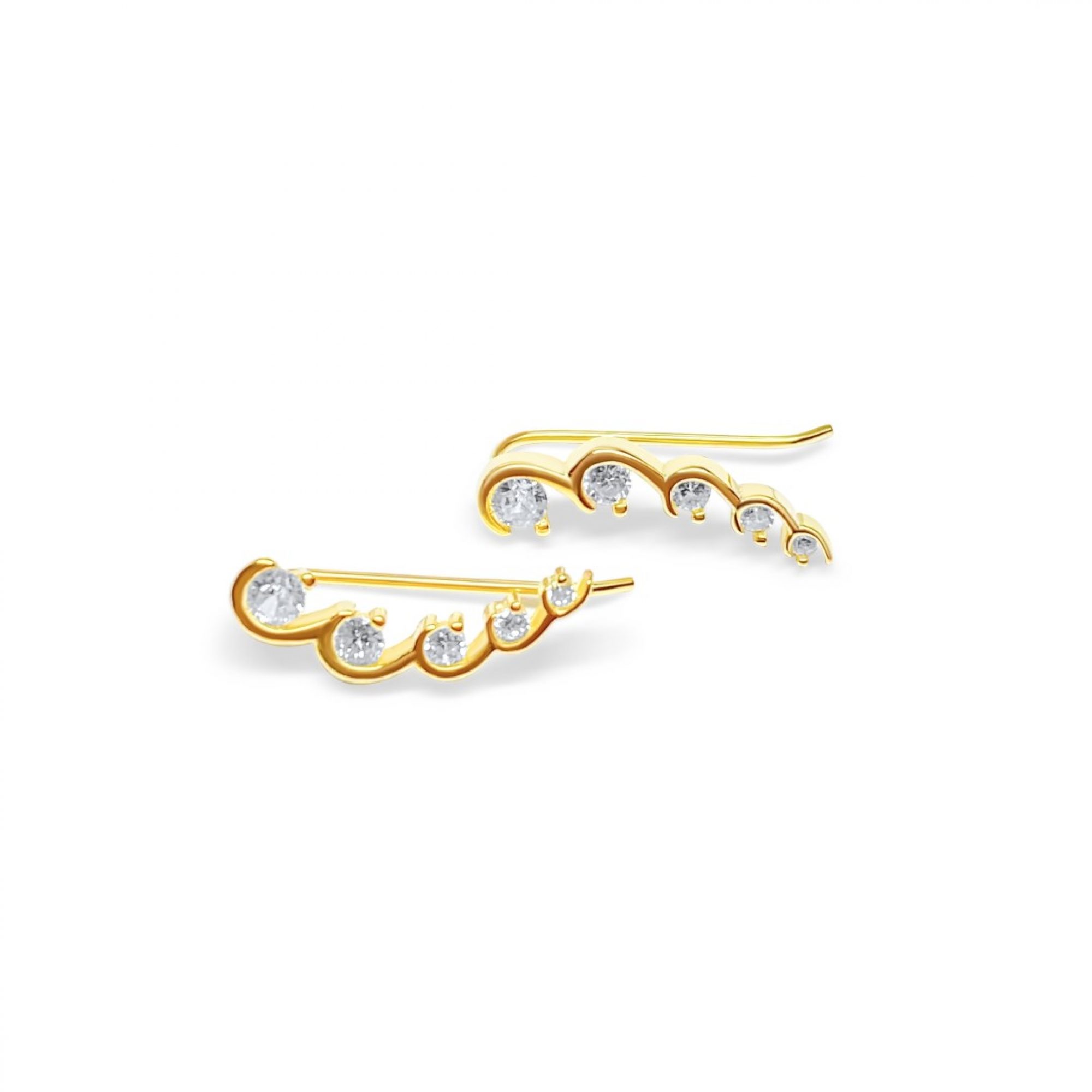 Gold plated ear climbers with zircon stones