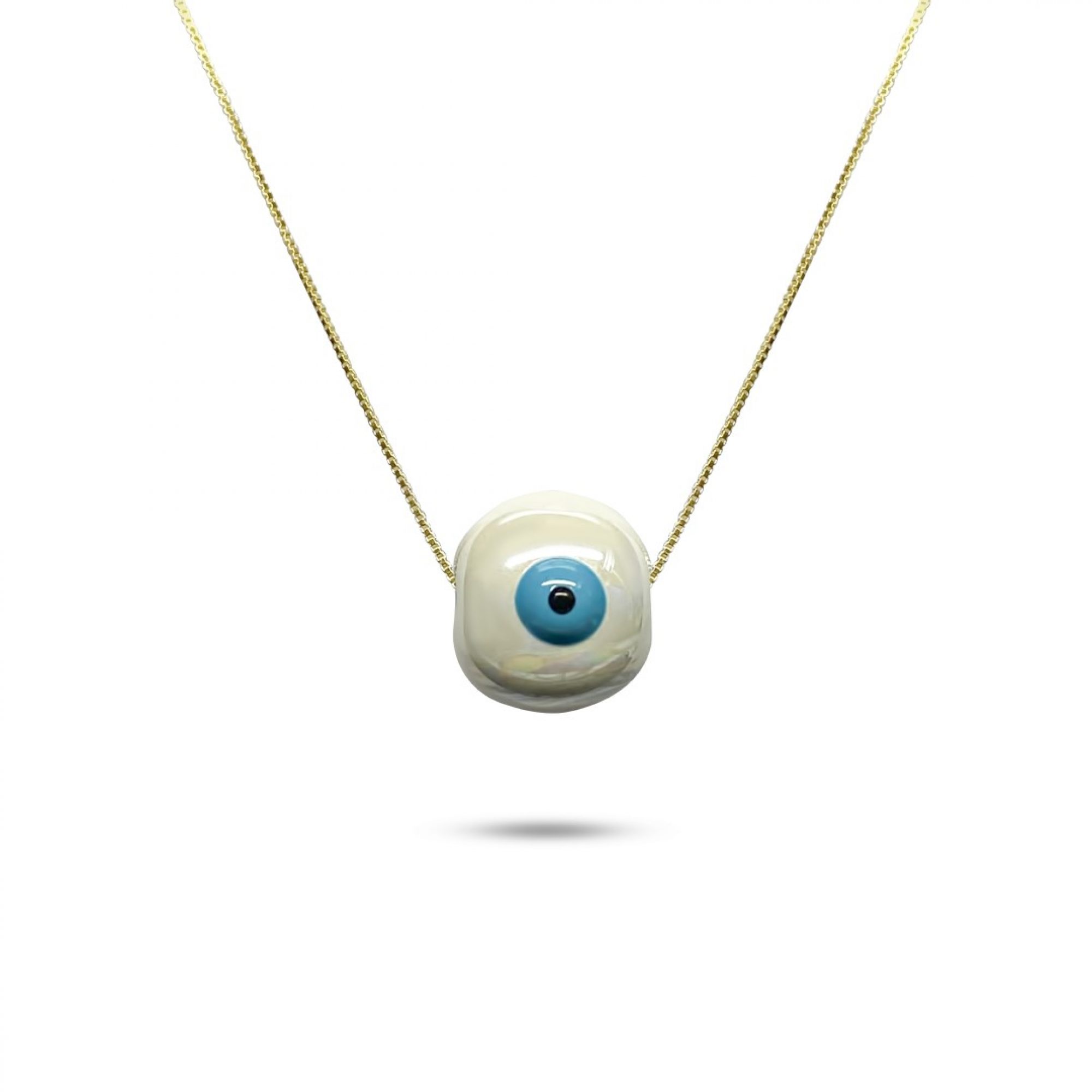 Gold plated eye bead necklace