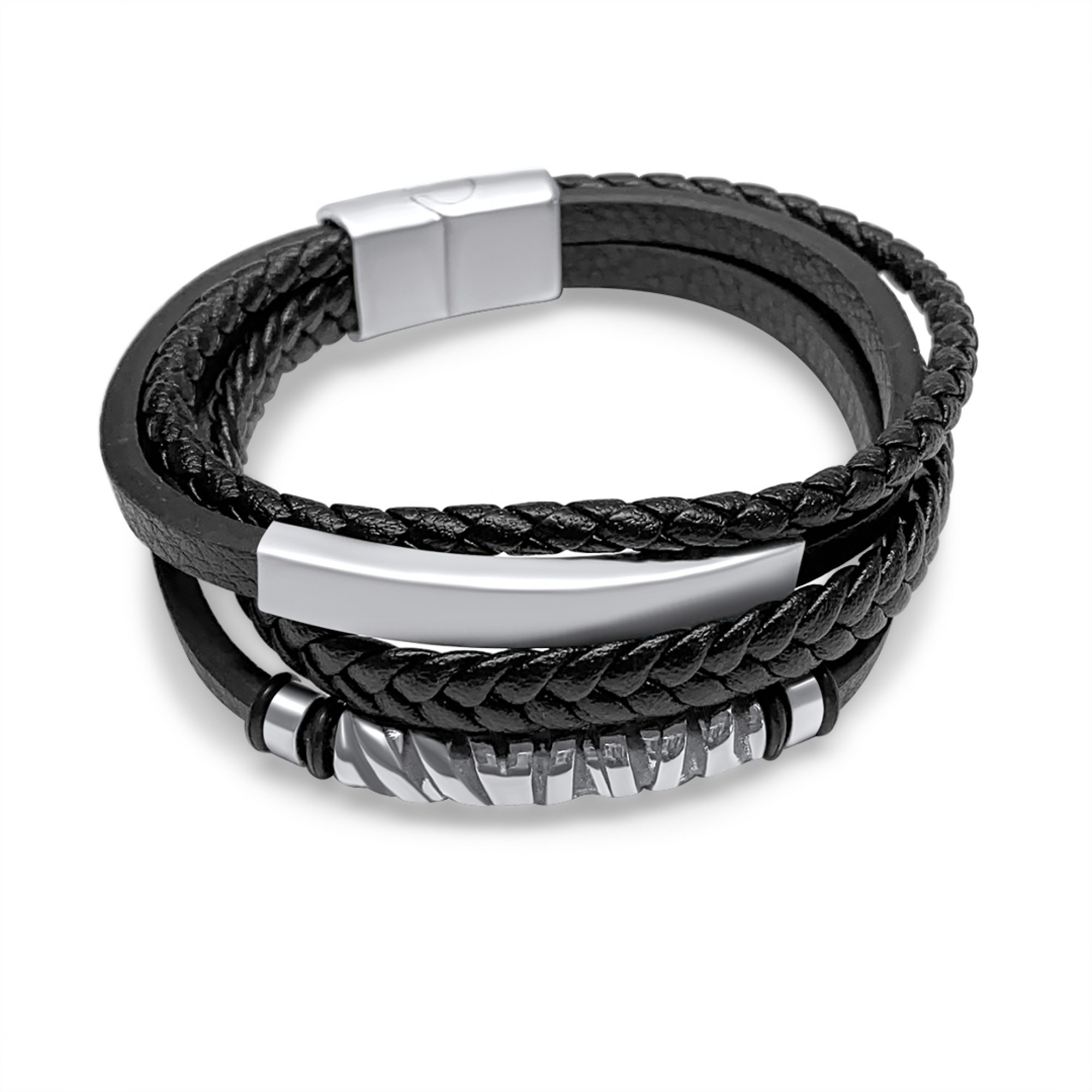 Leather-Steel bracelet