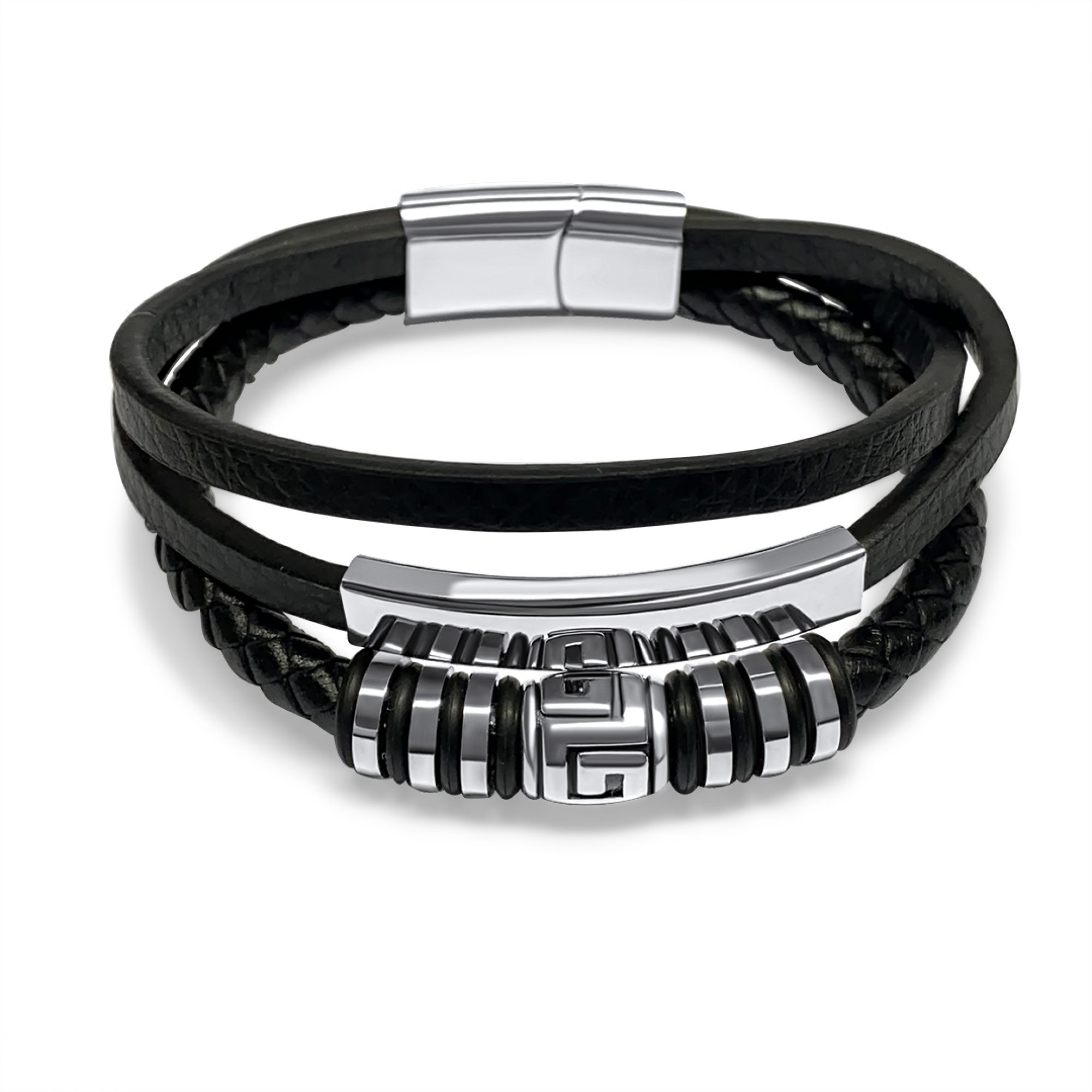 Leather-Steel bracelet