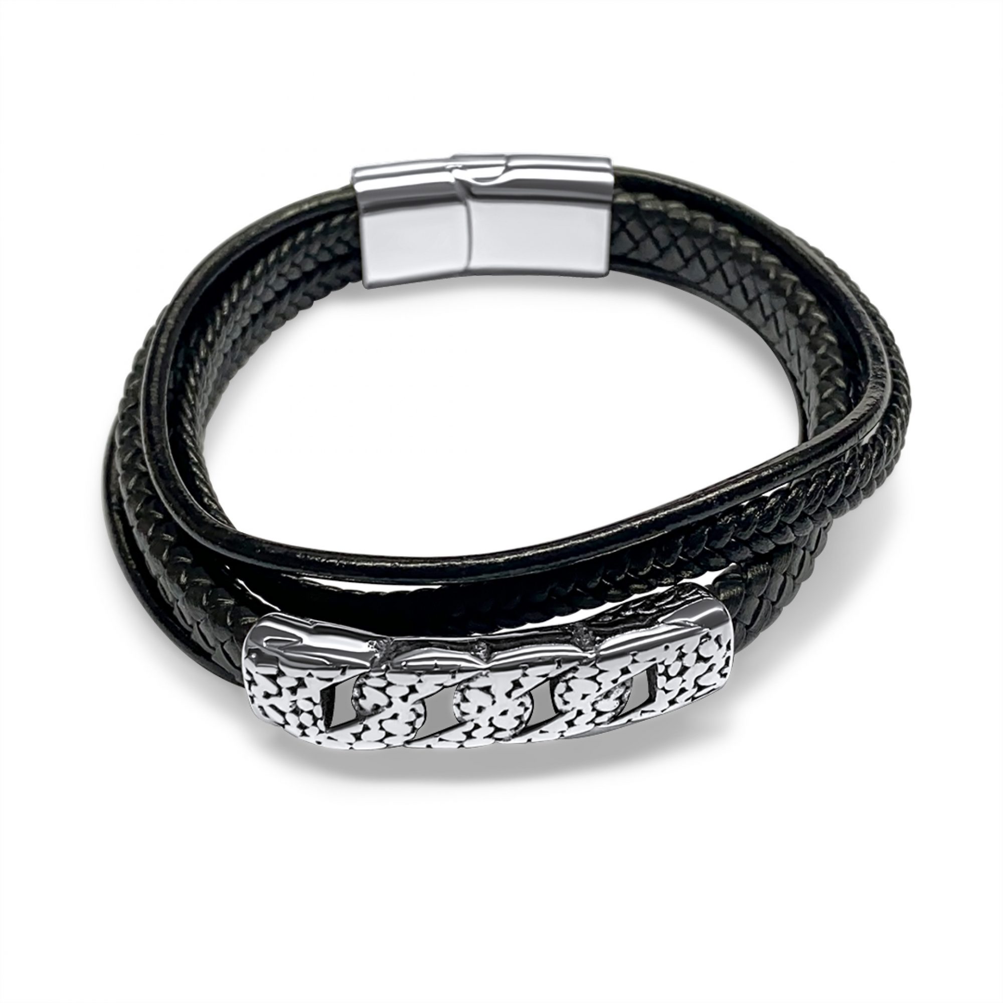 Leather-Steel bracelet