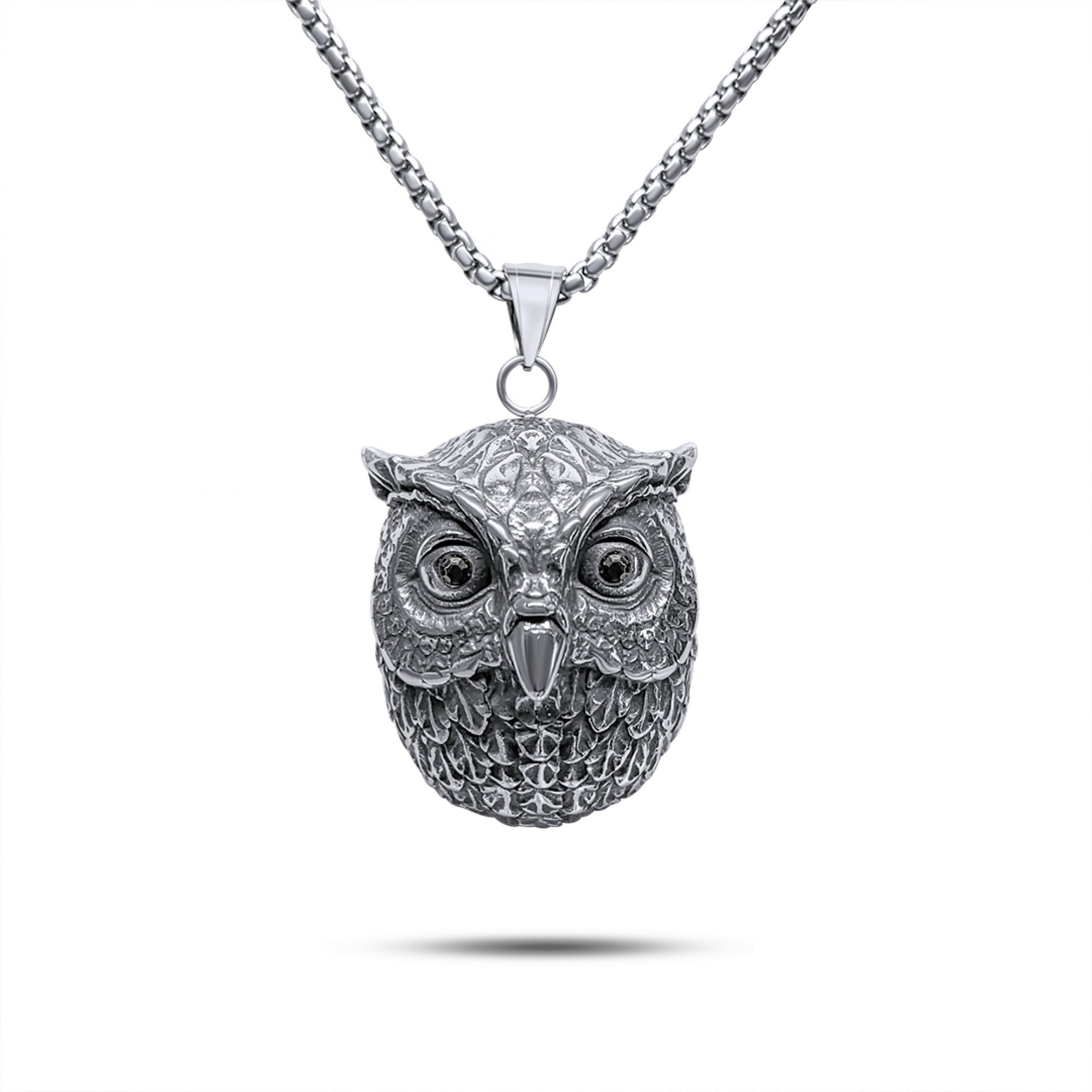Steel owl necklace