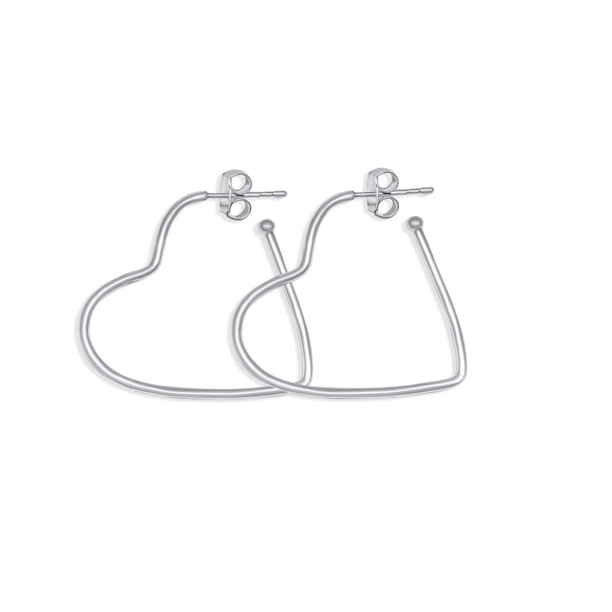 Heart shaped silver hoops