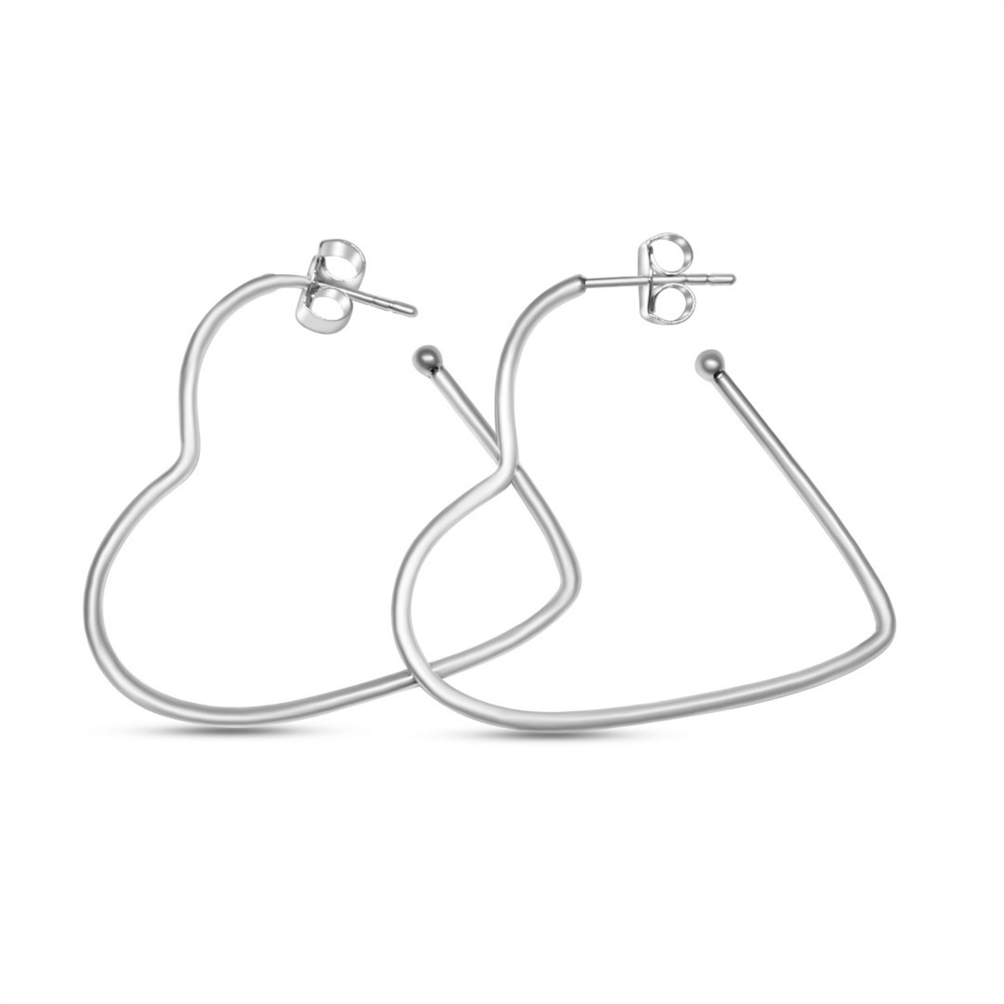 Heart shaped silver hoops