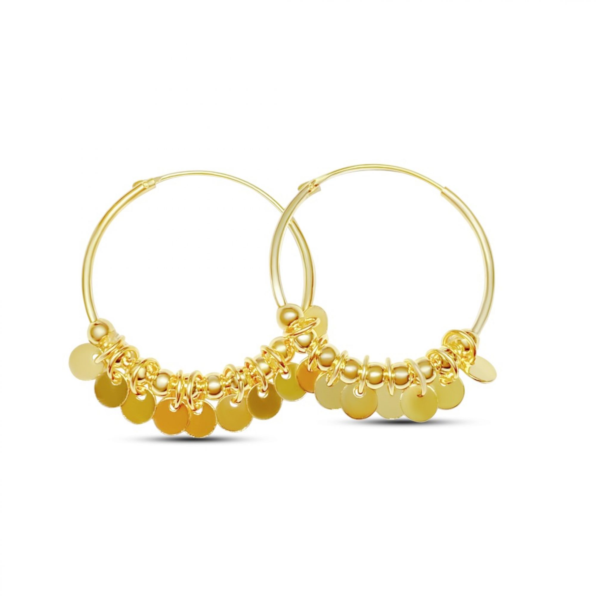 Gold plated hoops with dangles