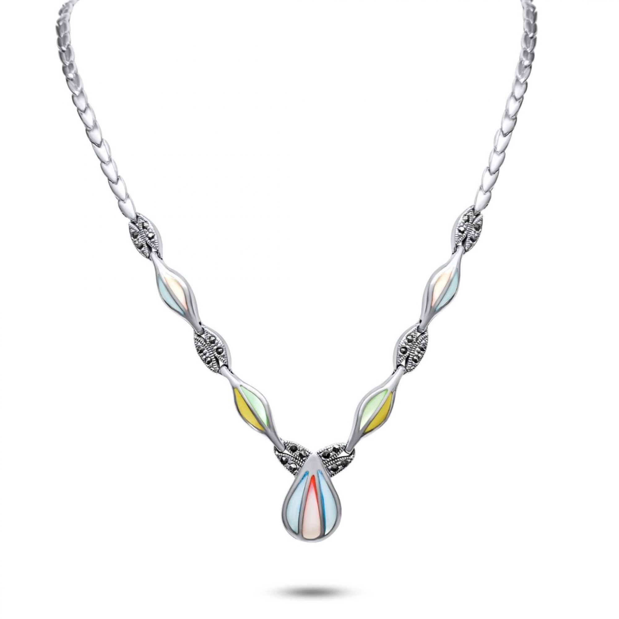 Necklace with mother of pearl and marcasites 