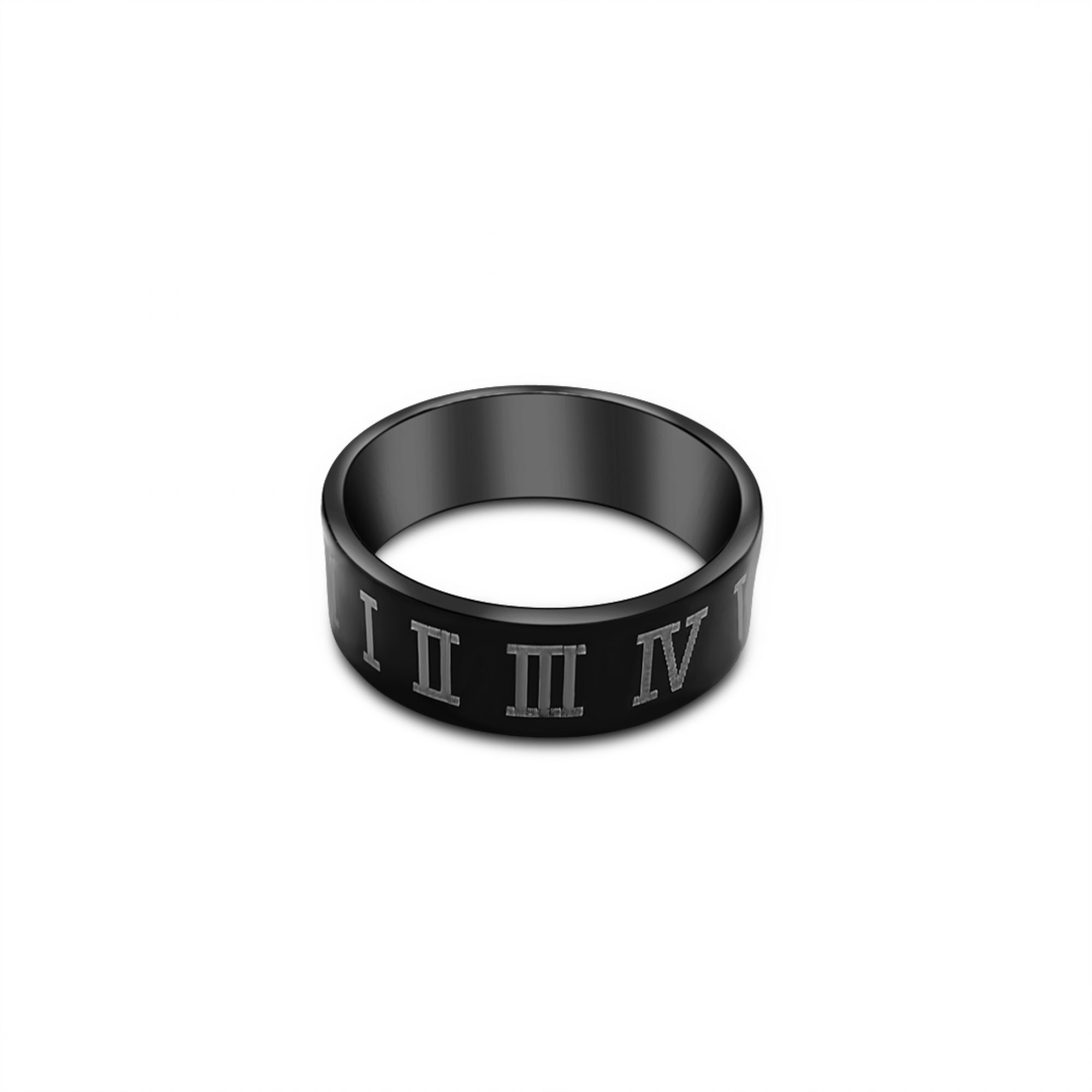 Black steel ring with Latin numbers