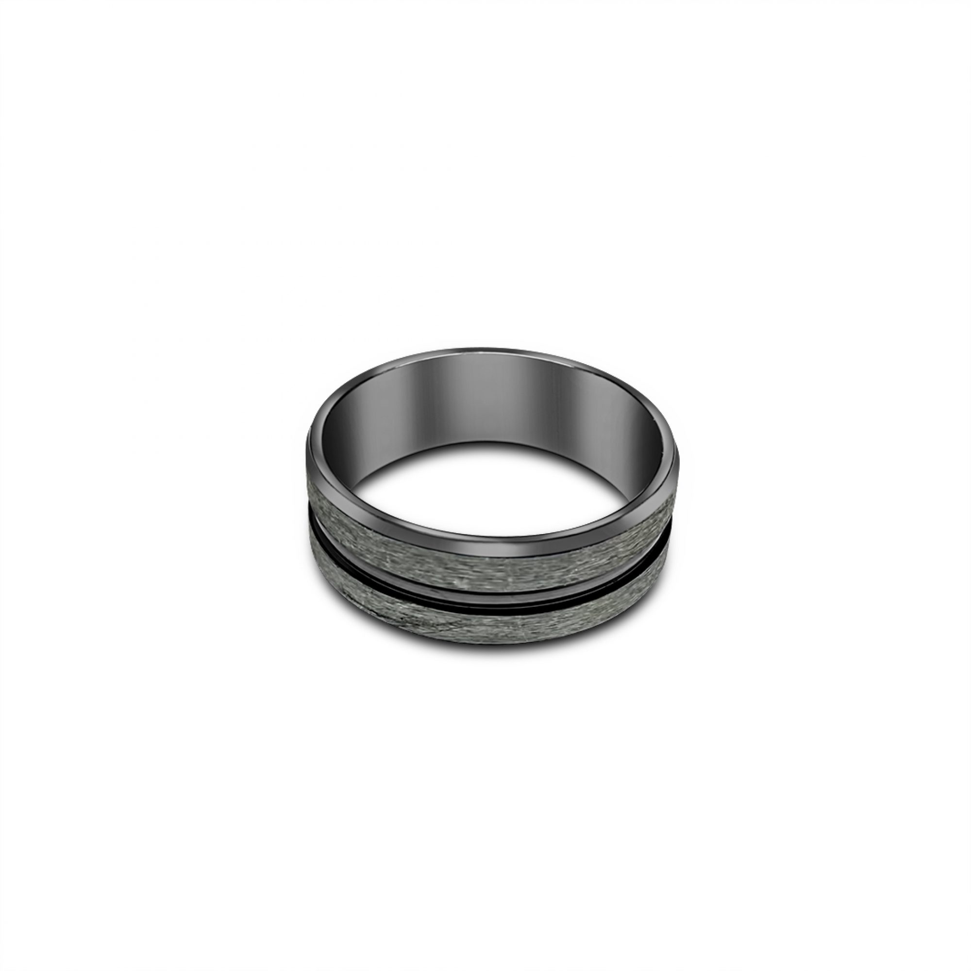 Black engraved steel ring