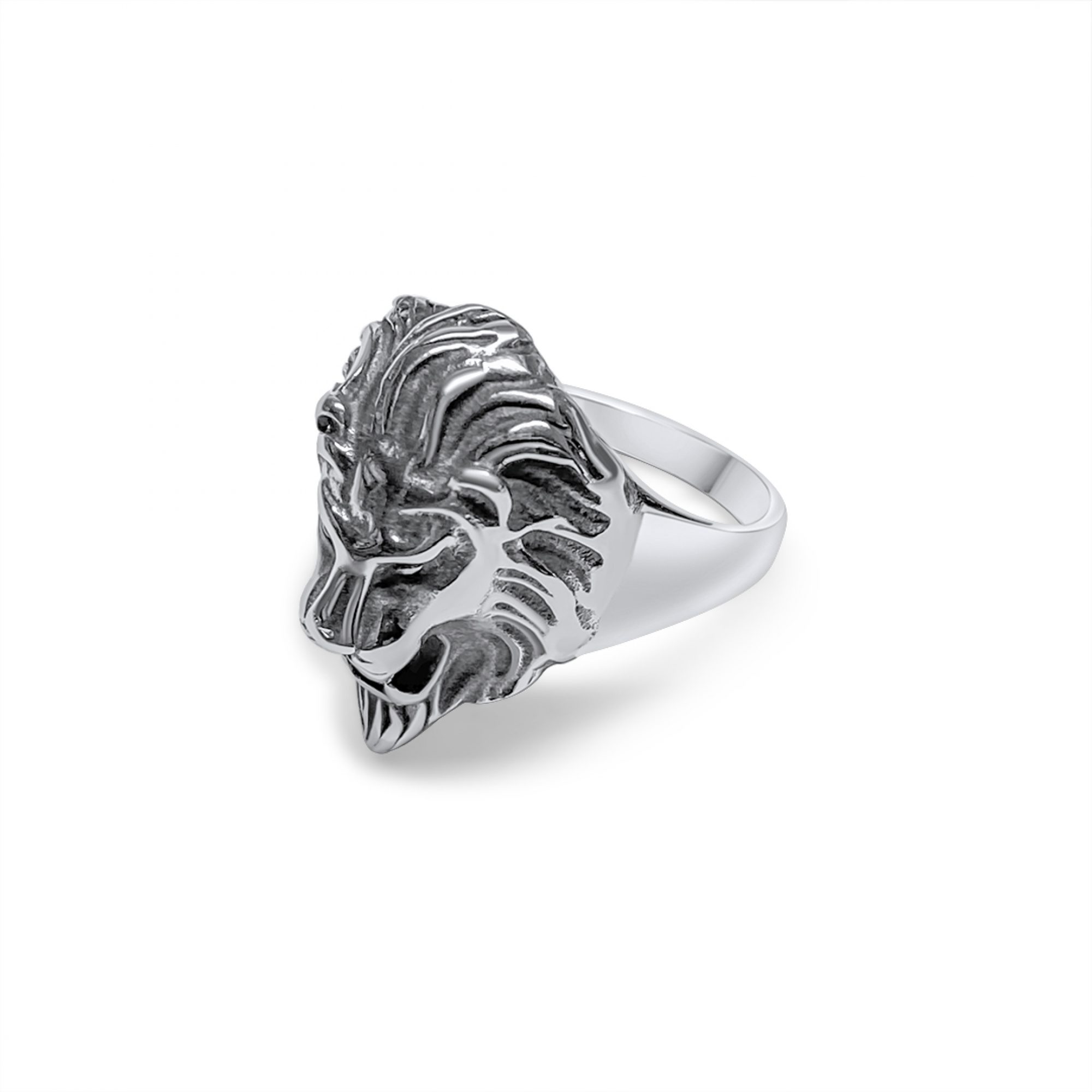 Steel lion head ring