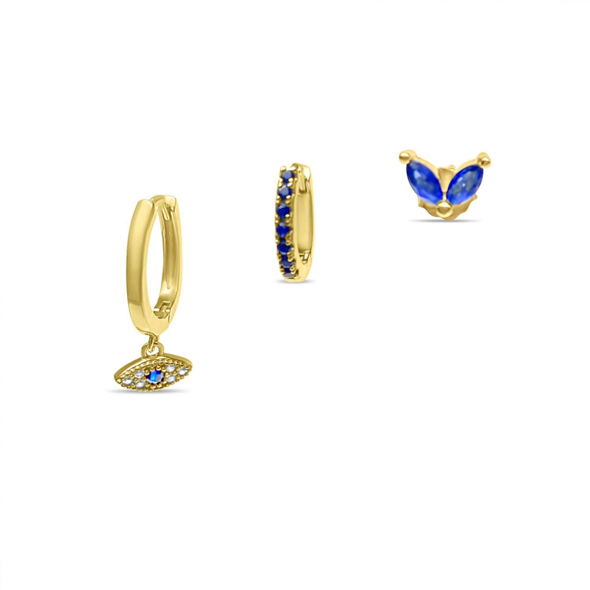 Gold plated set of earrings with zircon stones