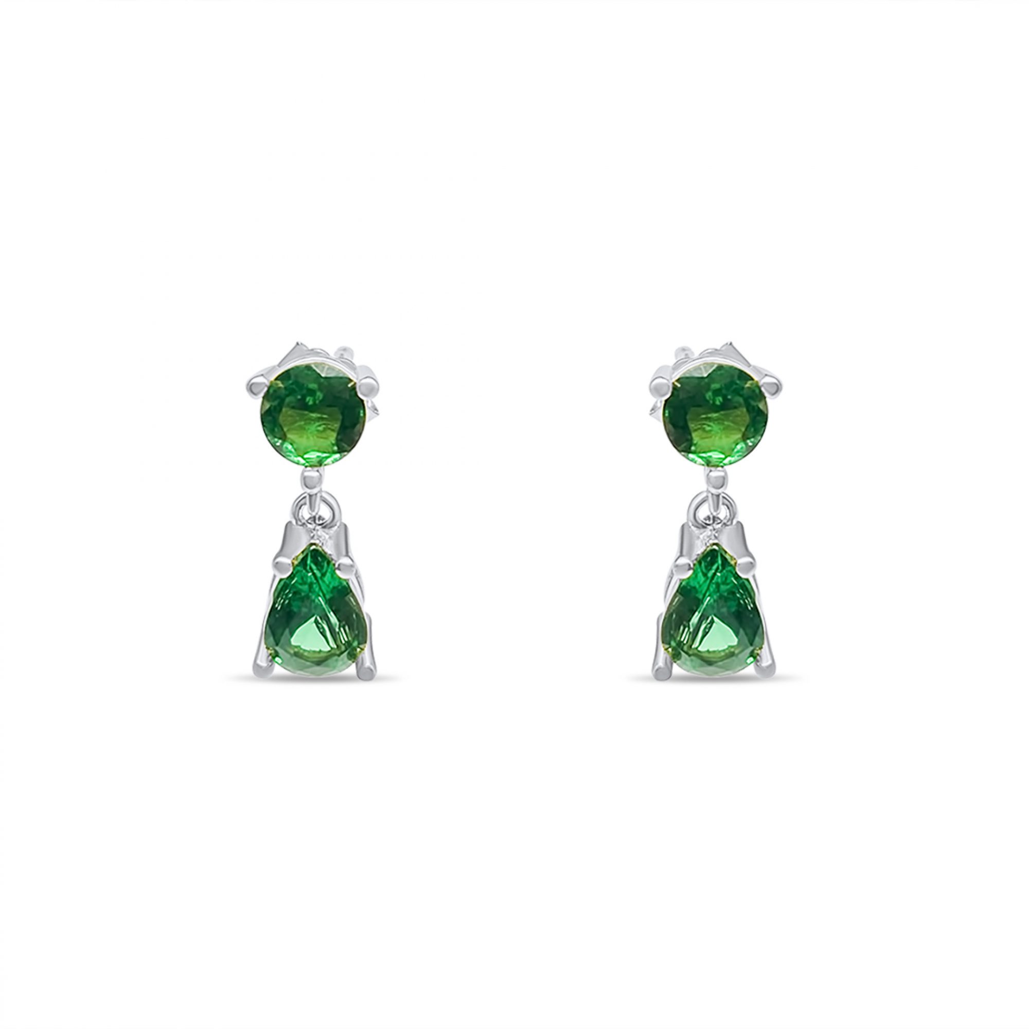 Silver earrings with emerald stones