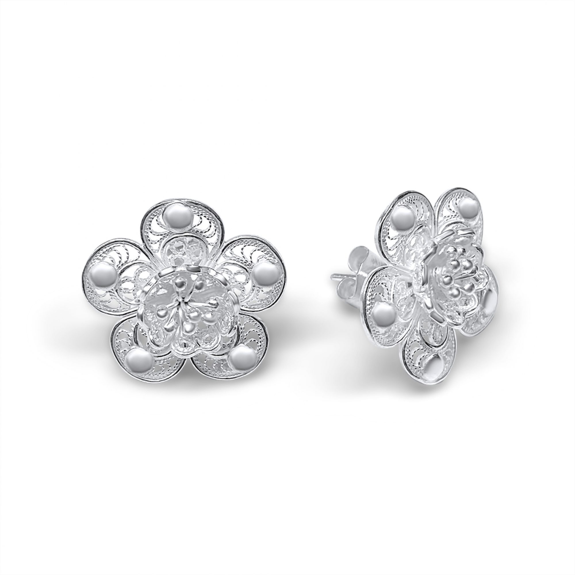 Σκουλαρίκια φιλιγκράν καρφωτά σε σχήμα λουλουδιού