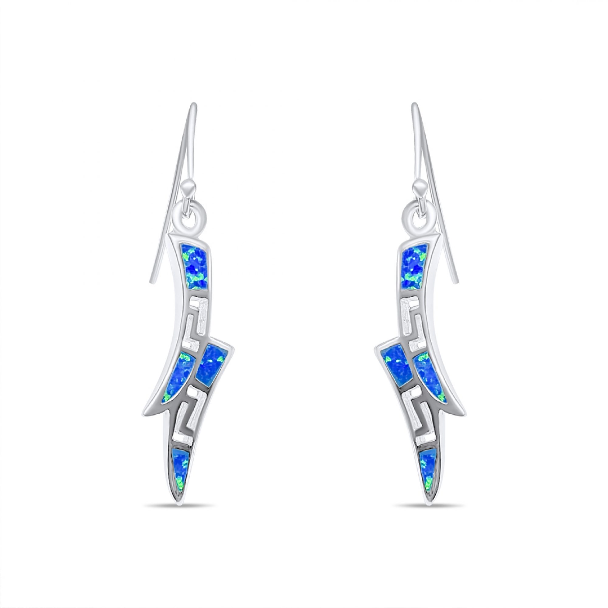 Σκουλαρίκια κρεμαστά με πέτρες όπαλ και μαίανδρο