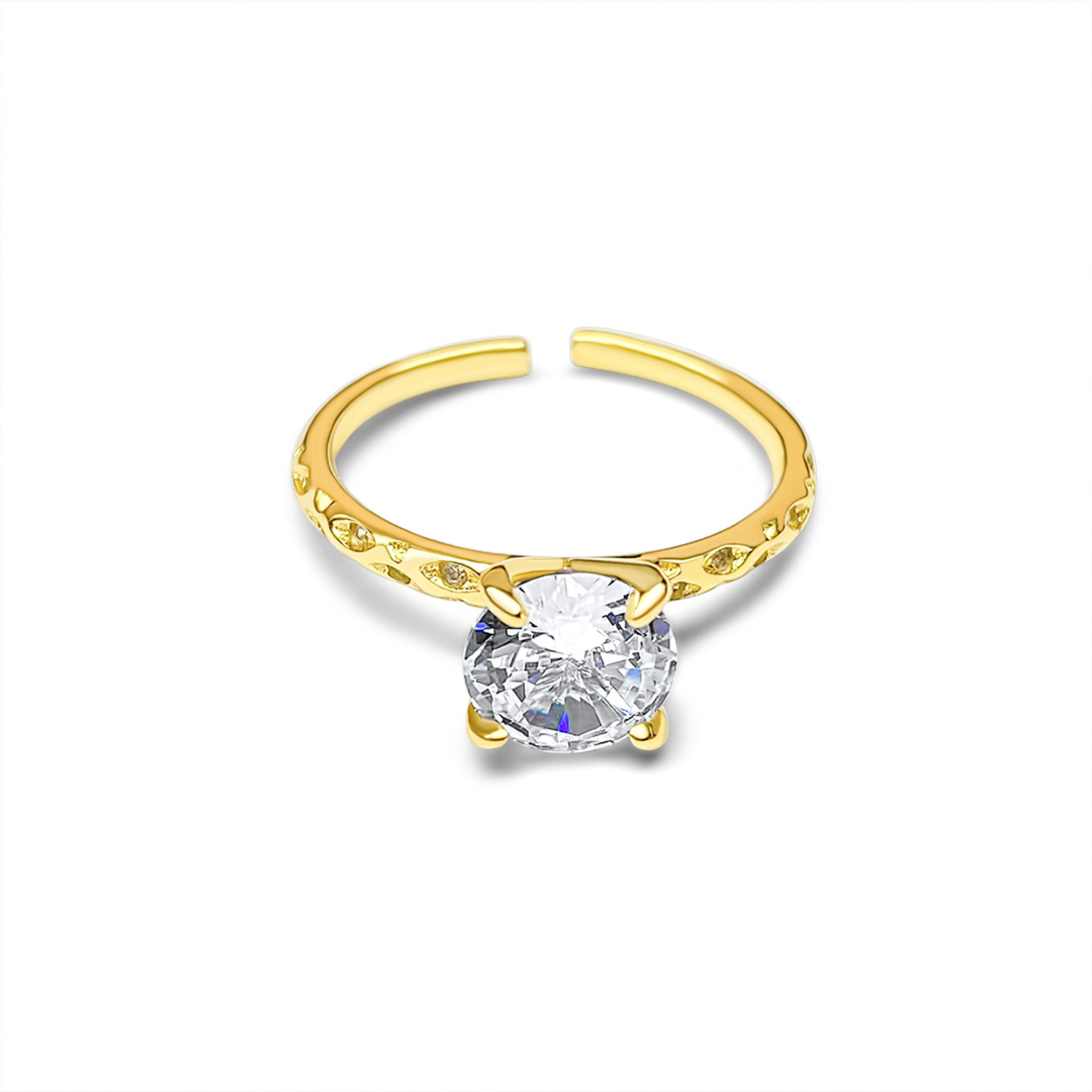 Gold plated ring with zircon stones