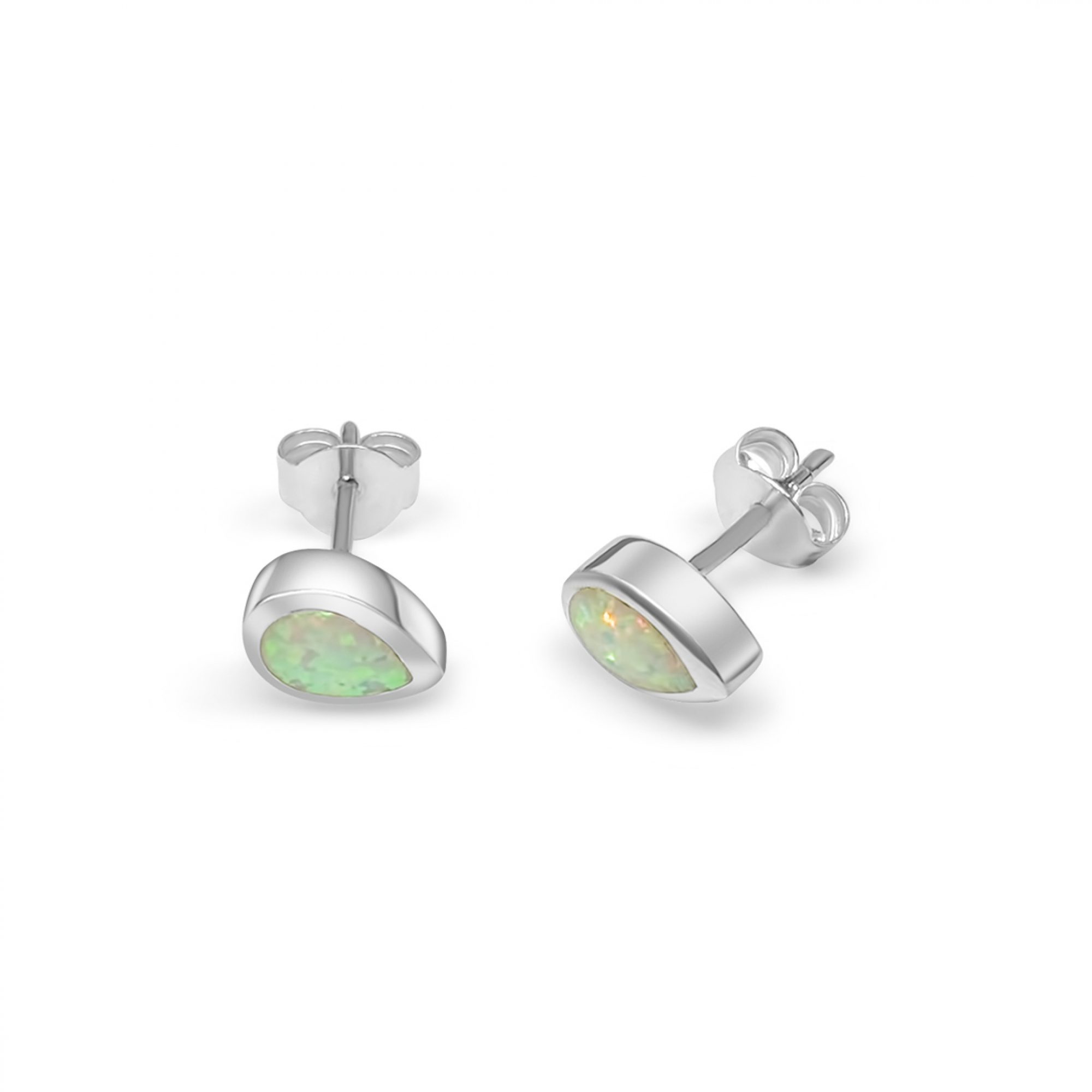 Stud earrings with white opal