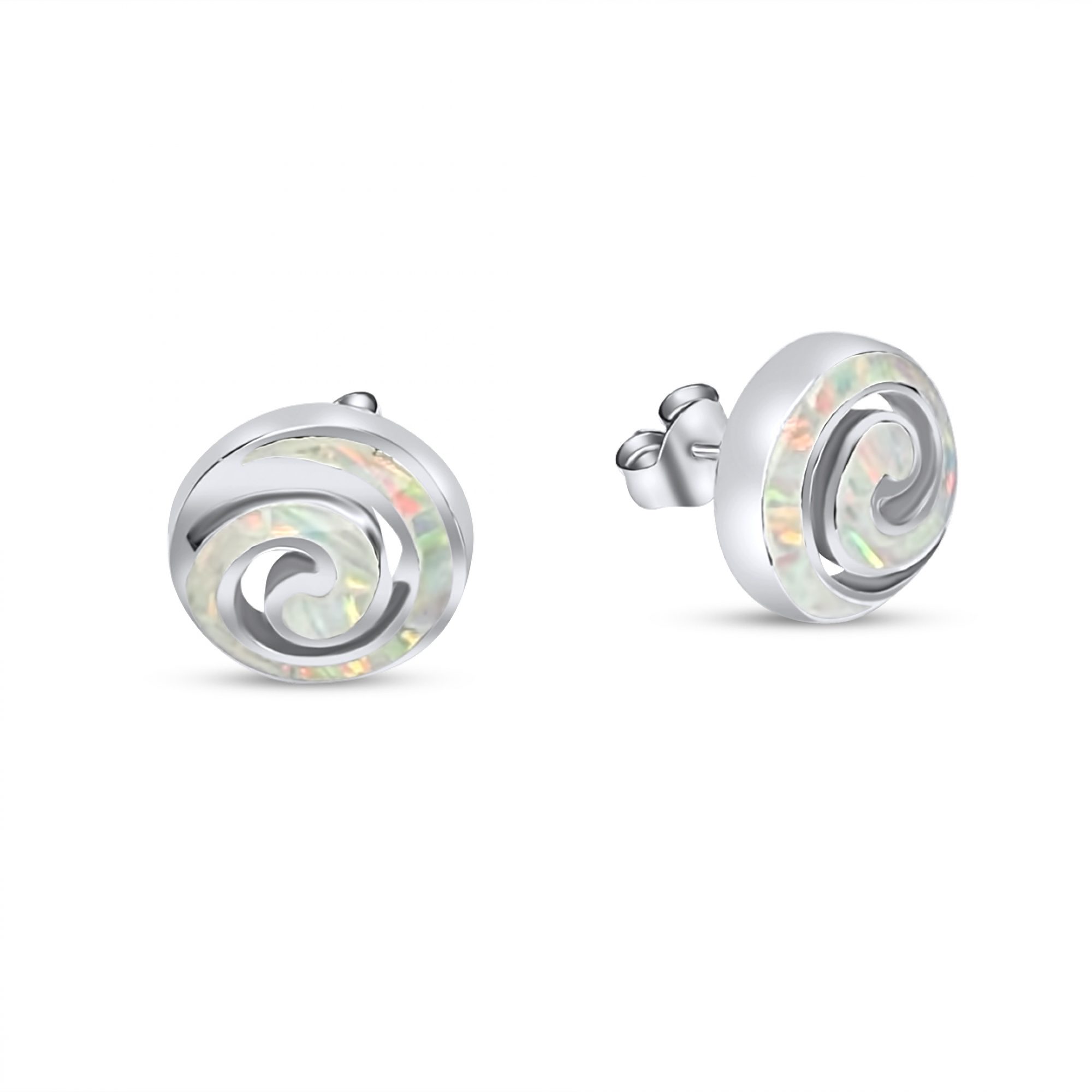 Σκουλαρίκια σπείρες καρφωτά με λευκό όπαλ