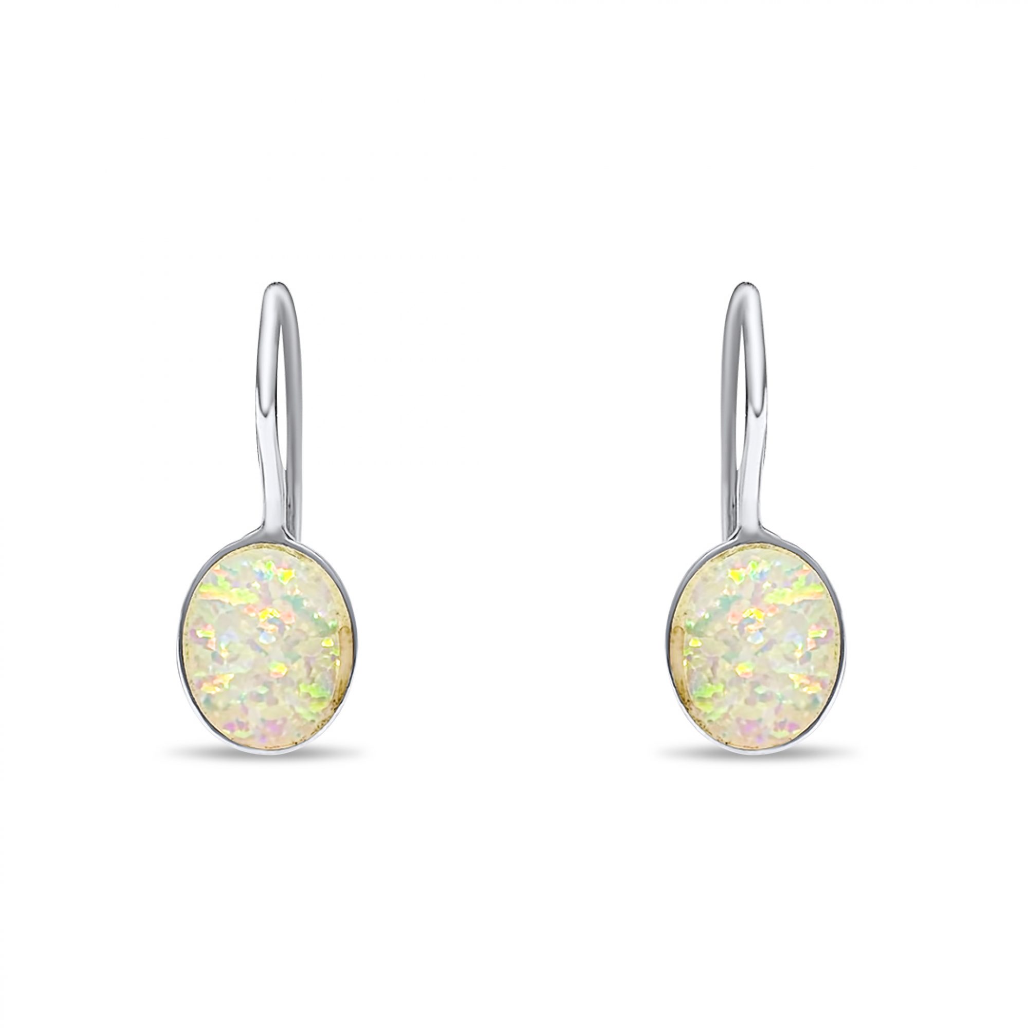 Dangle earrings with white opal