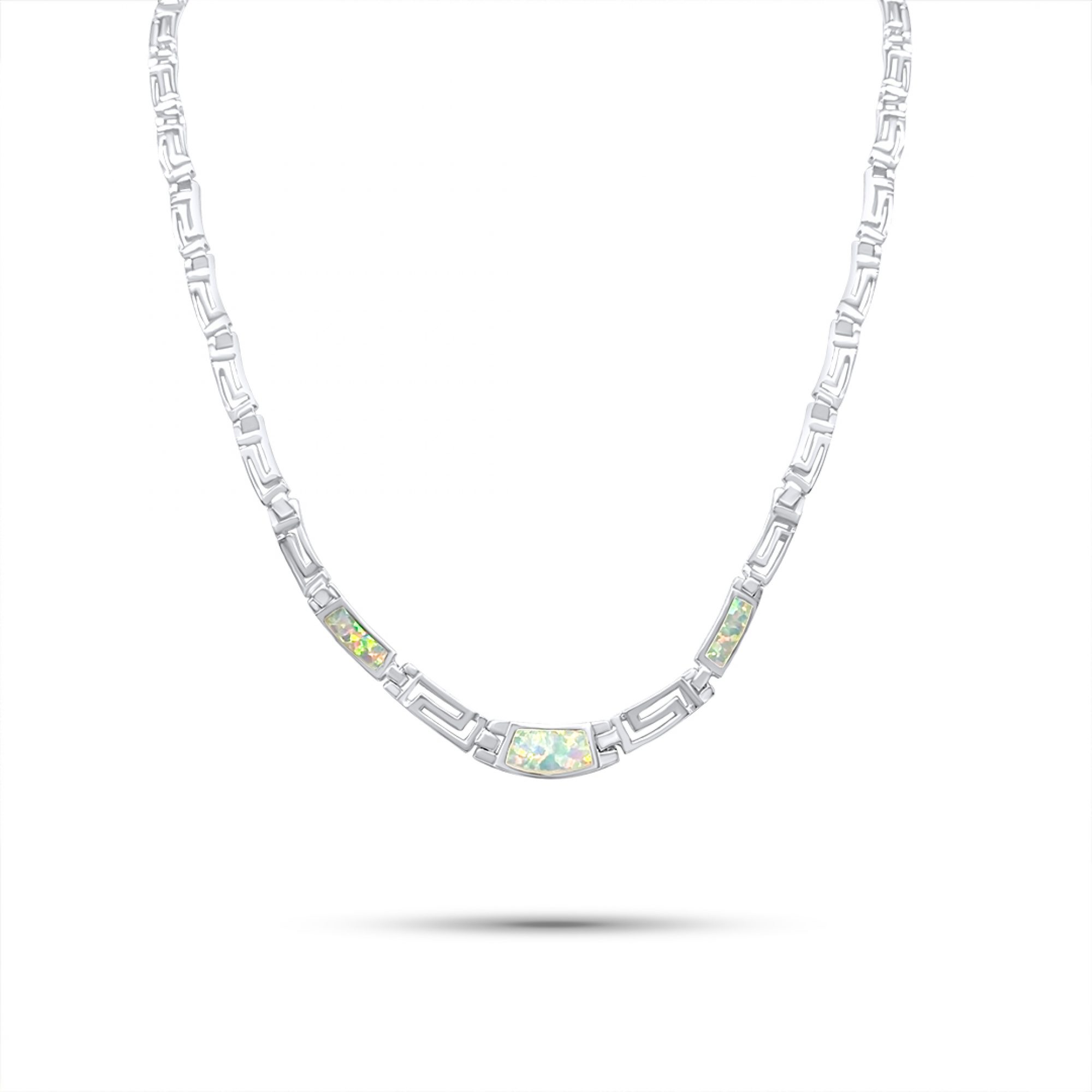 Κολιέ με λευκό όπαλ και μαίανδρο