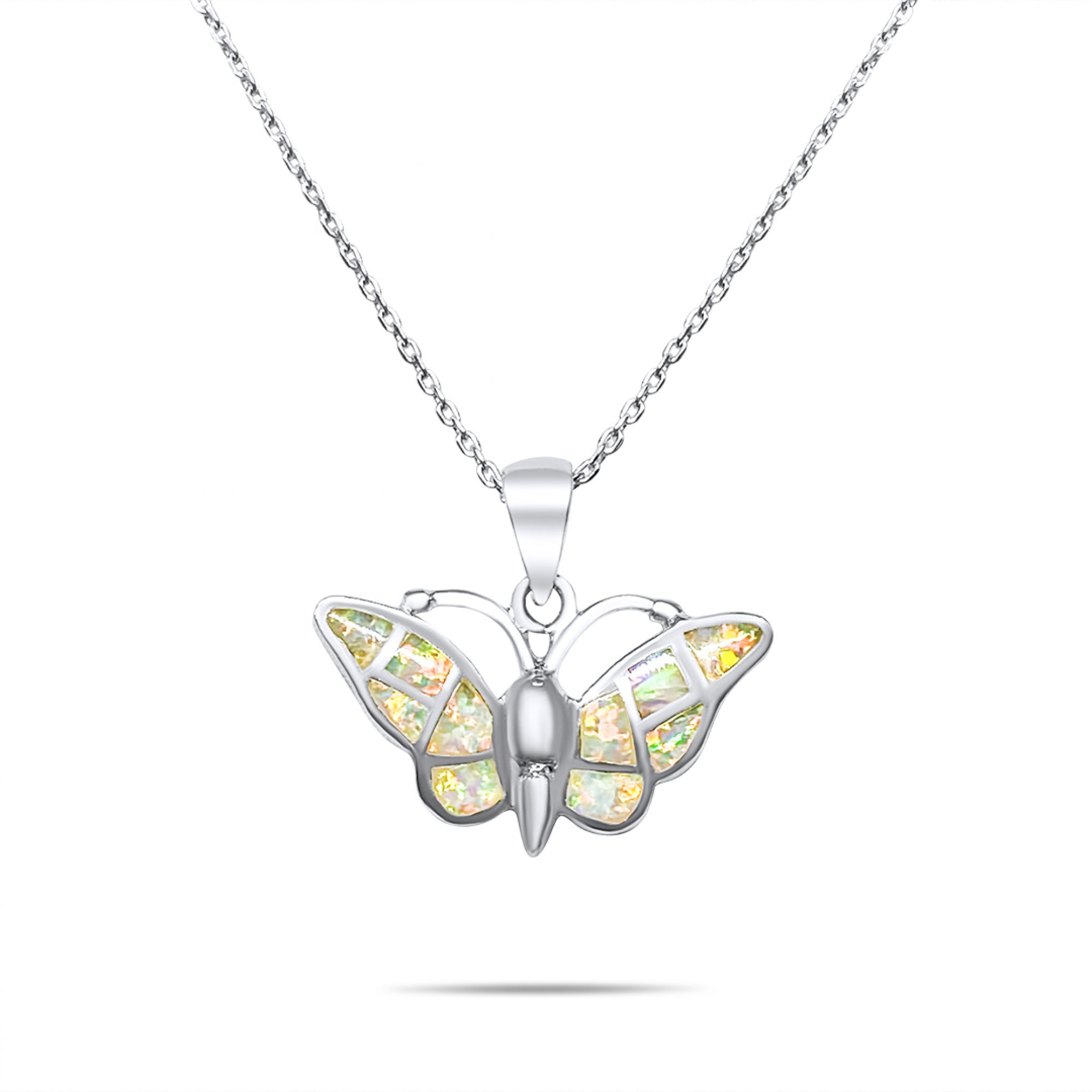 White opal butterfly pendant