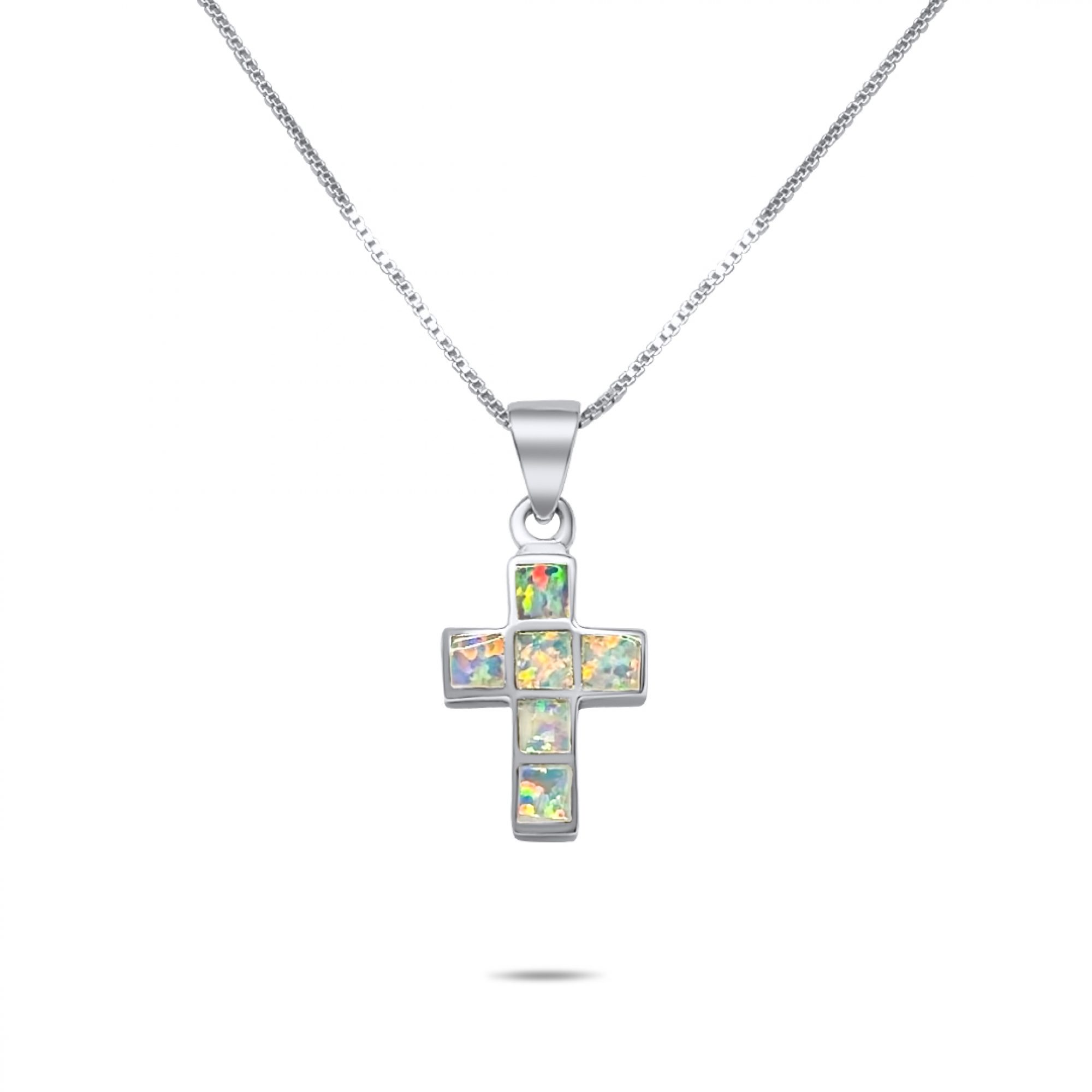 White opal cross pendant