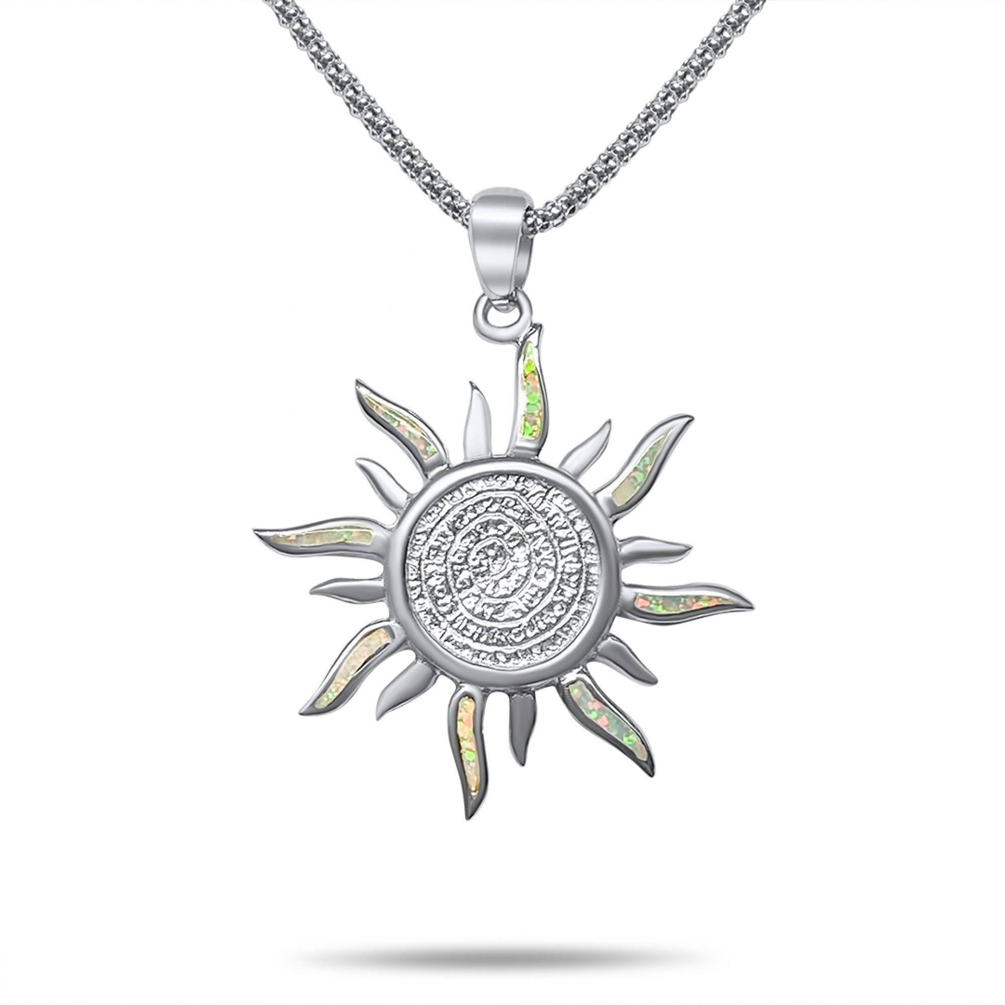 White opal Faistos disc pendant