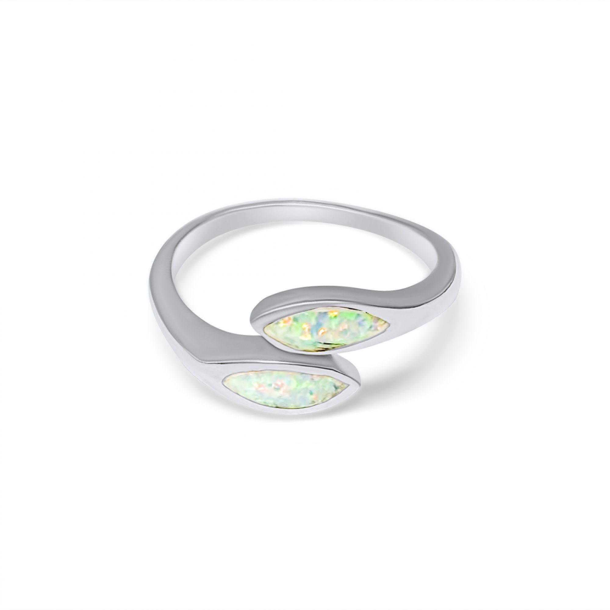 Silver ring with white opal