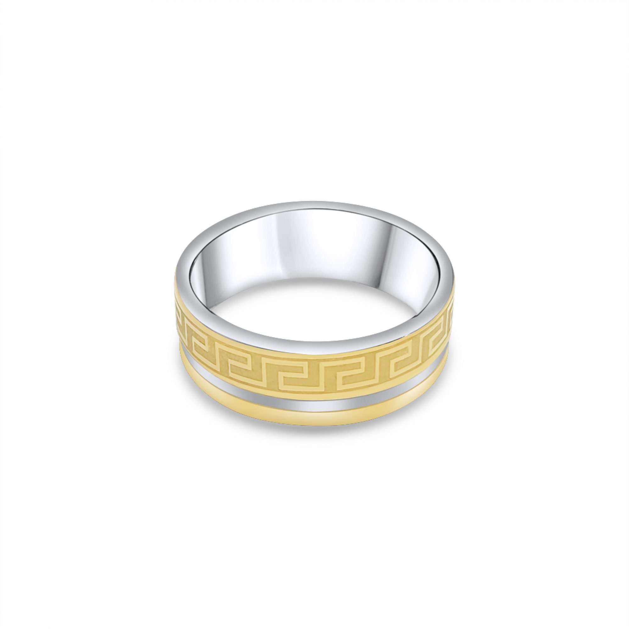 Gold plated steel ring with meander