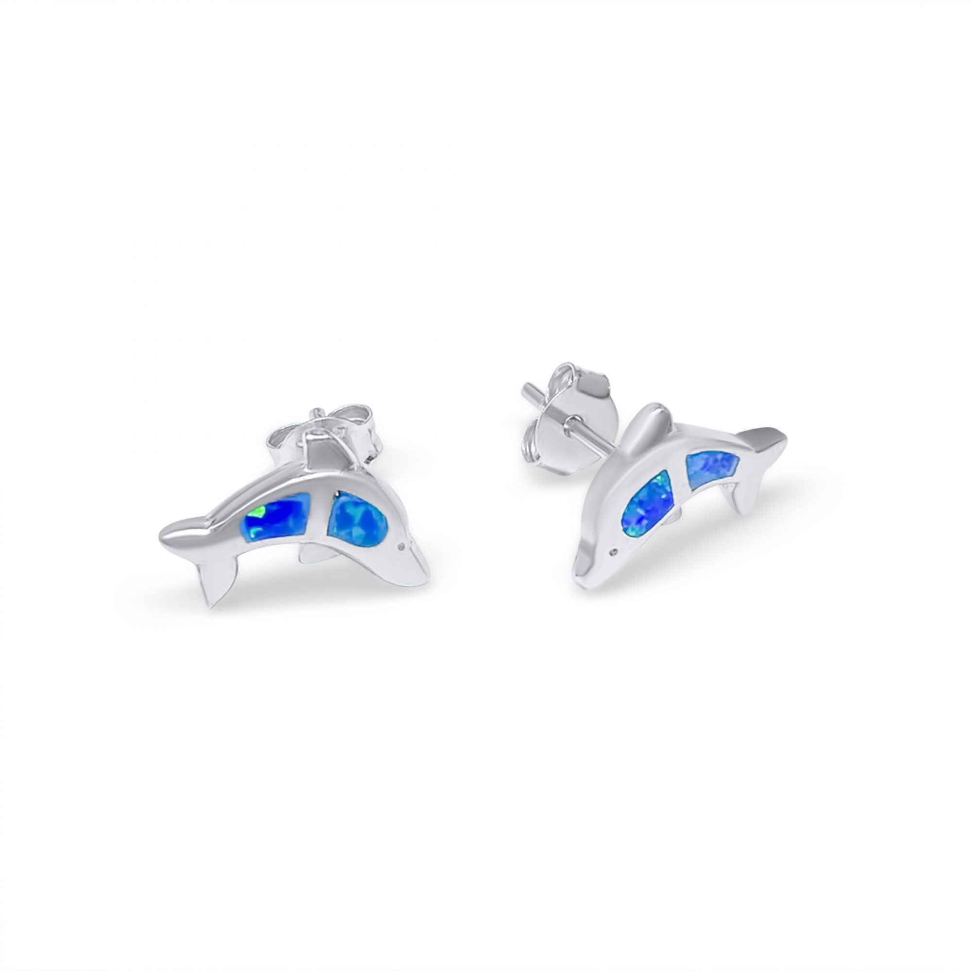 Stud dolphins opal earrings 