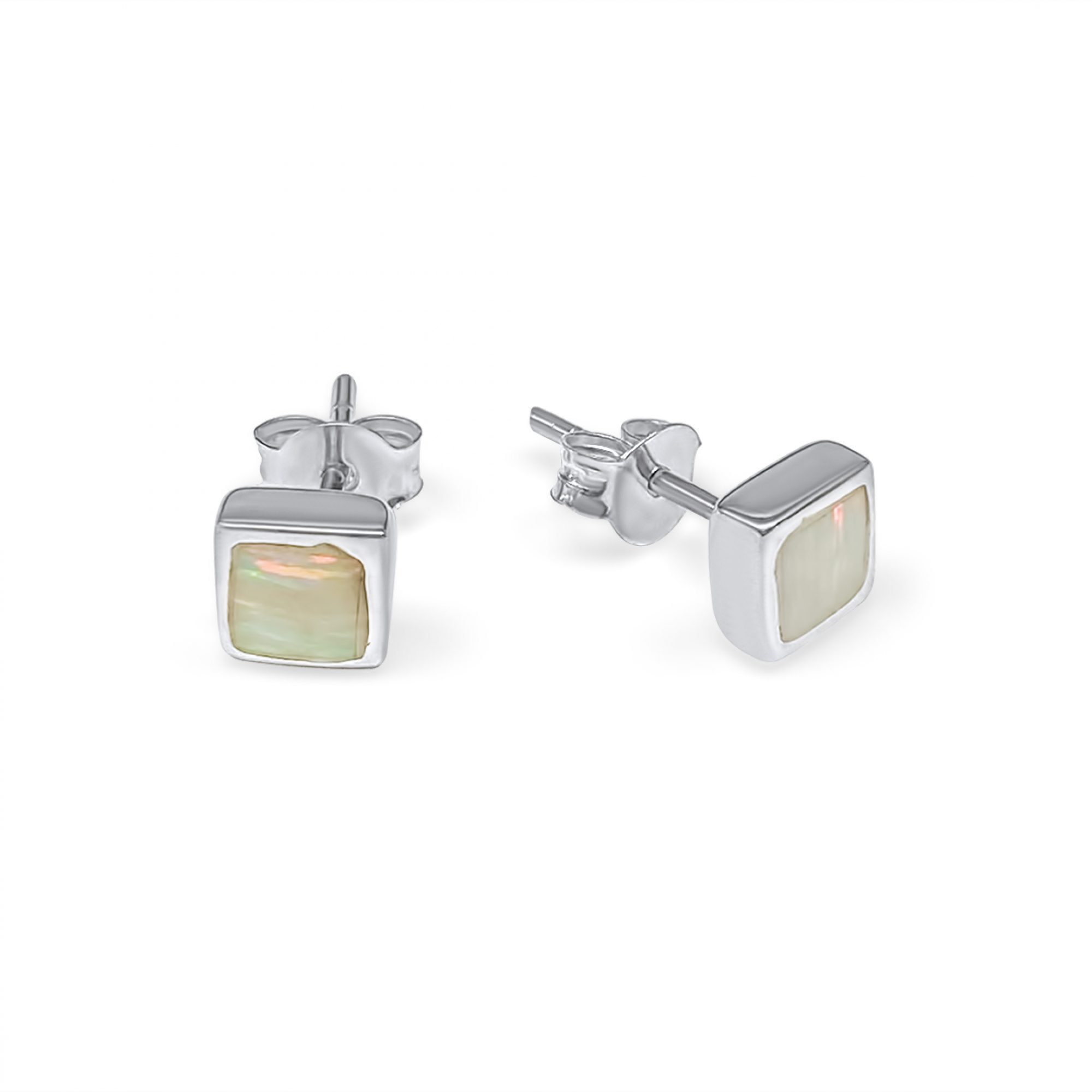 Stud earrings with white opal
