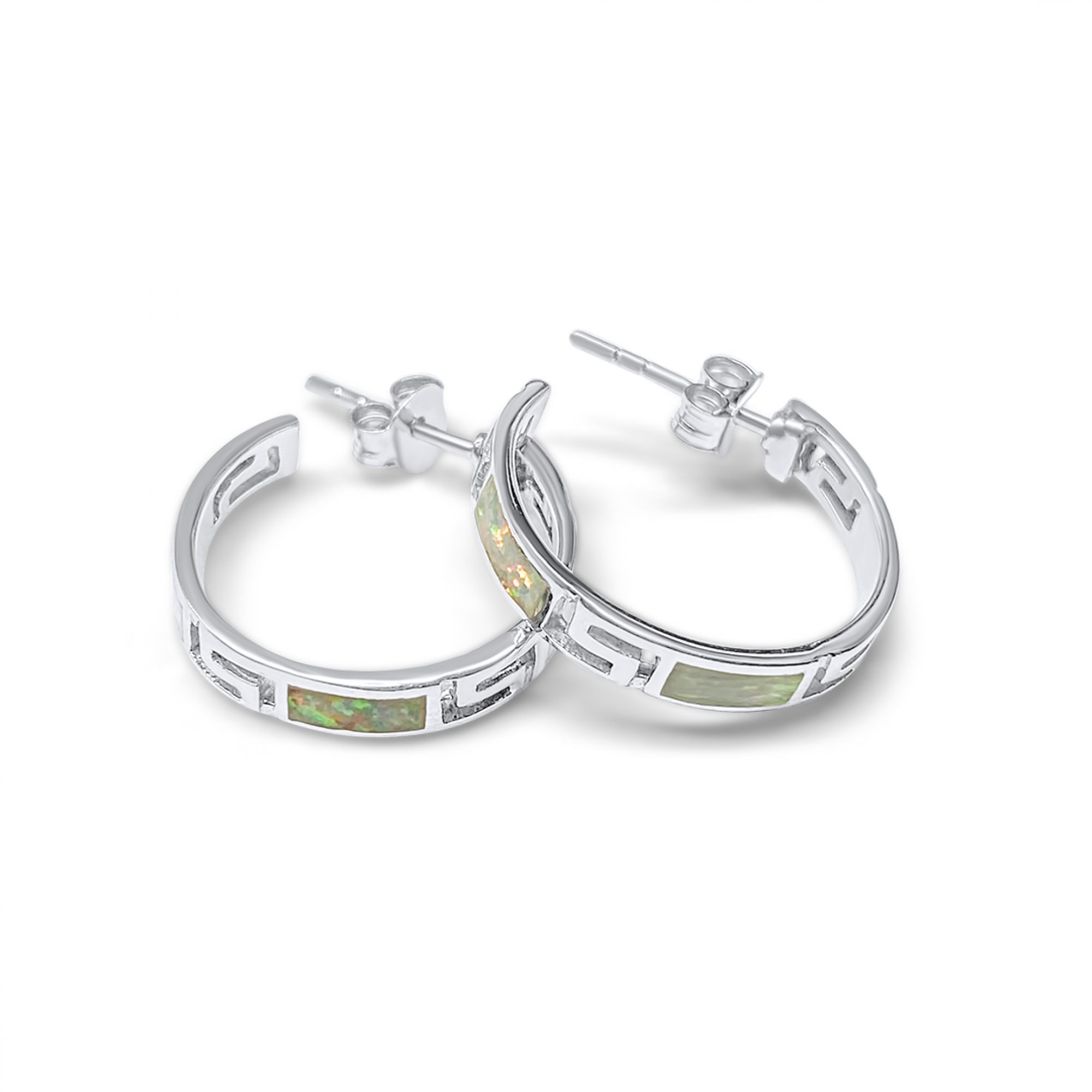 Hoops earrings with white opal