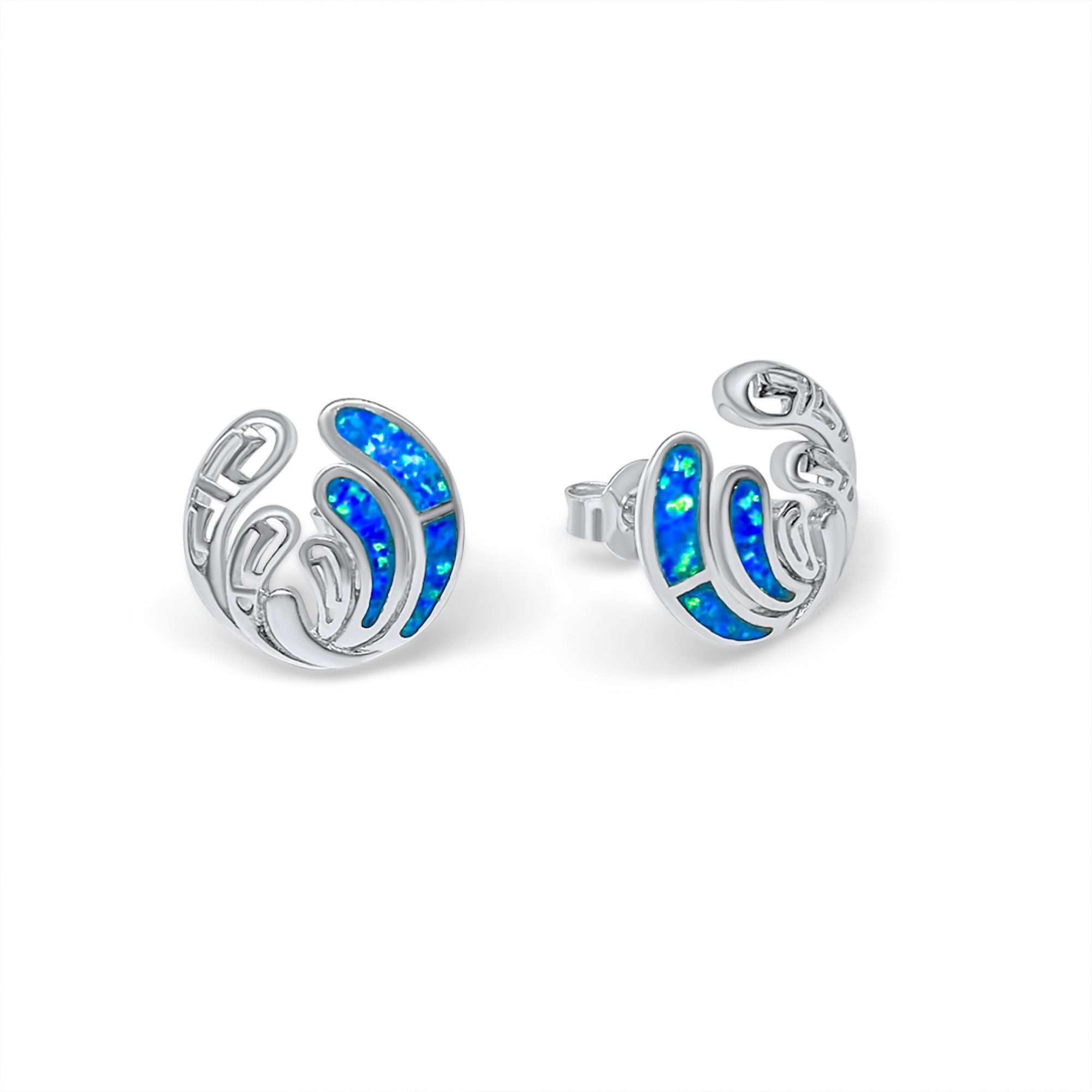 Stud opal earrings with meander