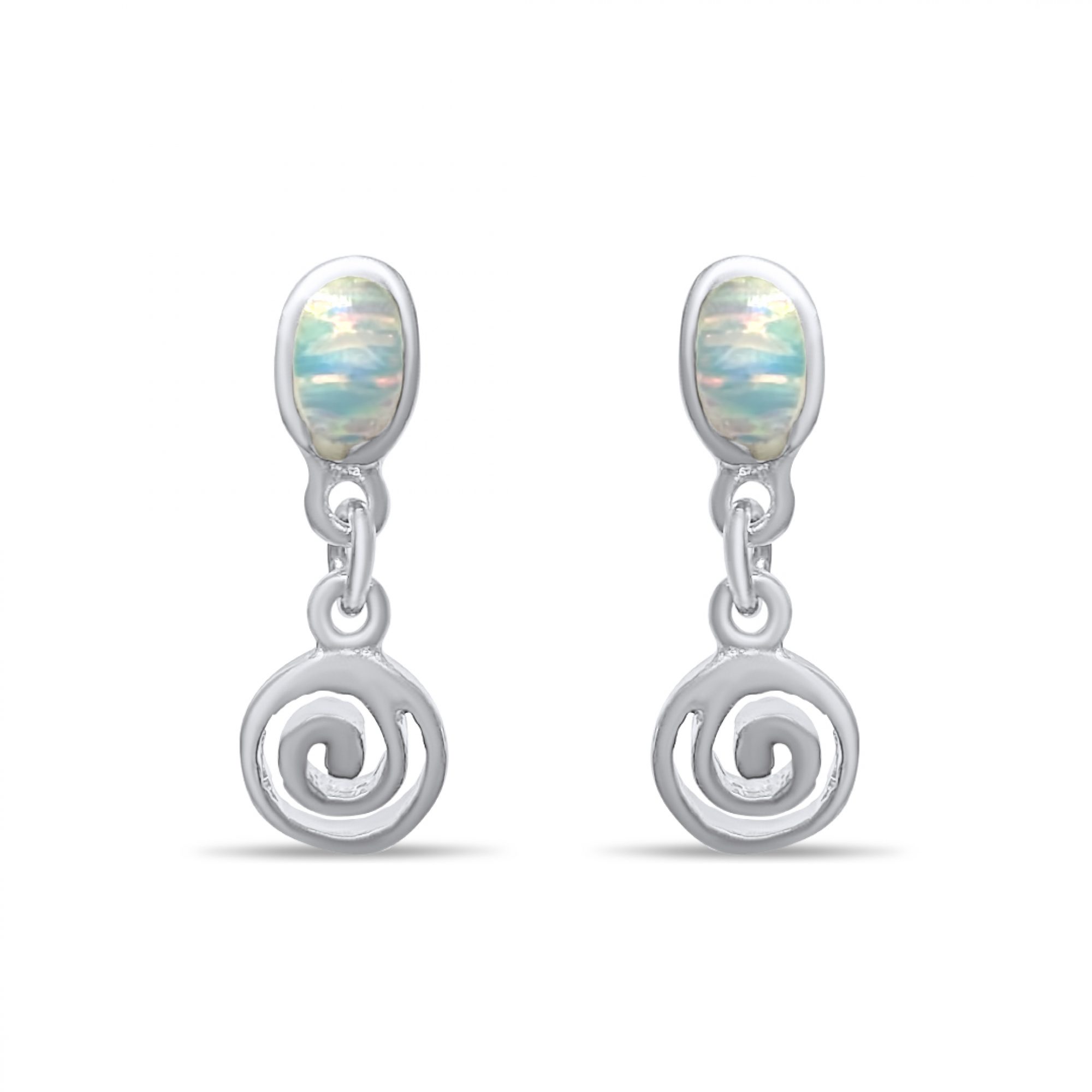 Dangle earrings with white opal