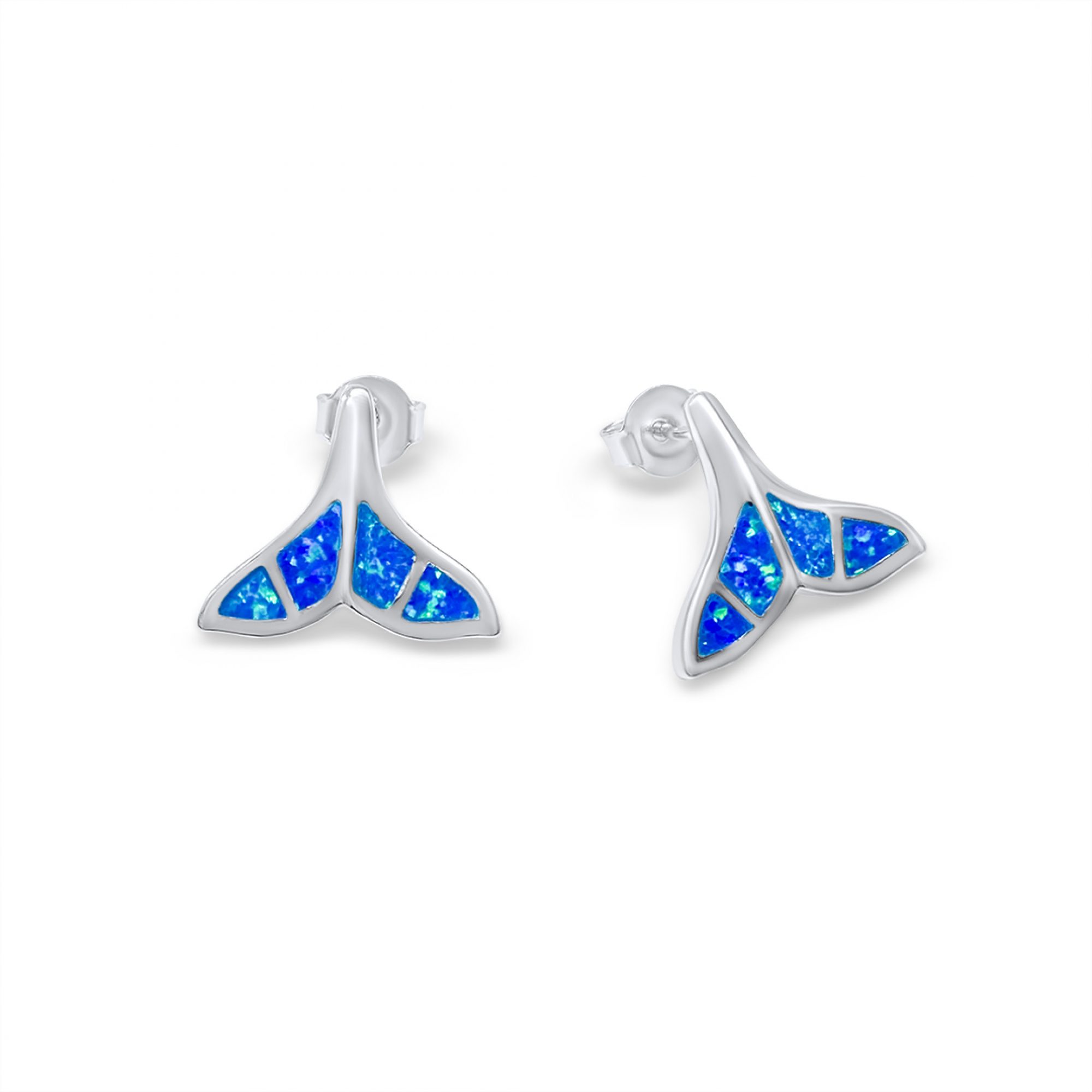 Stud whale tail opal earrings 