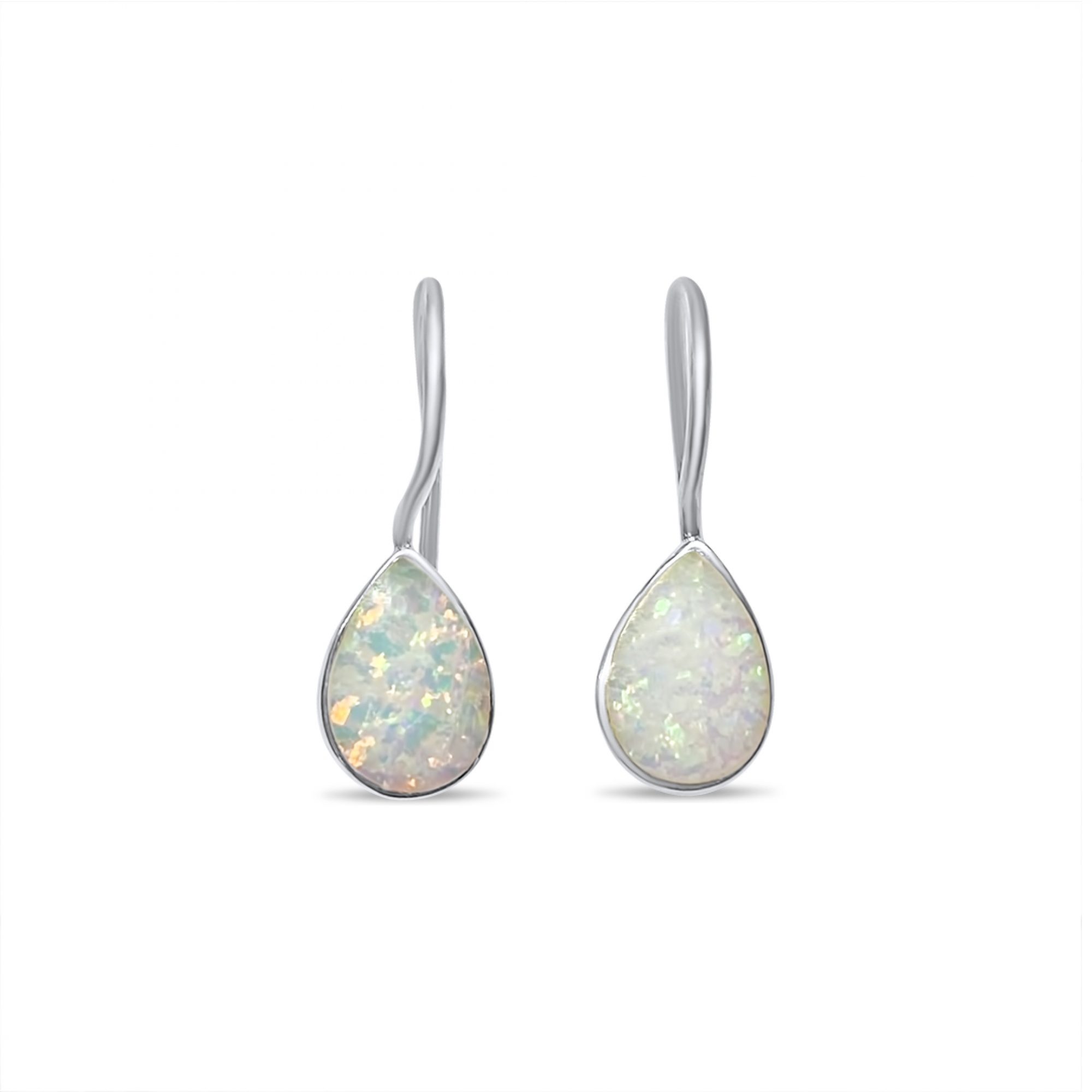 Dangle earrings with white opal