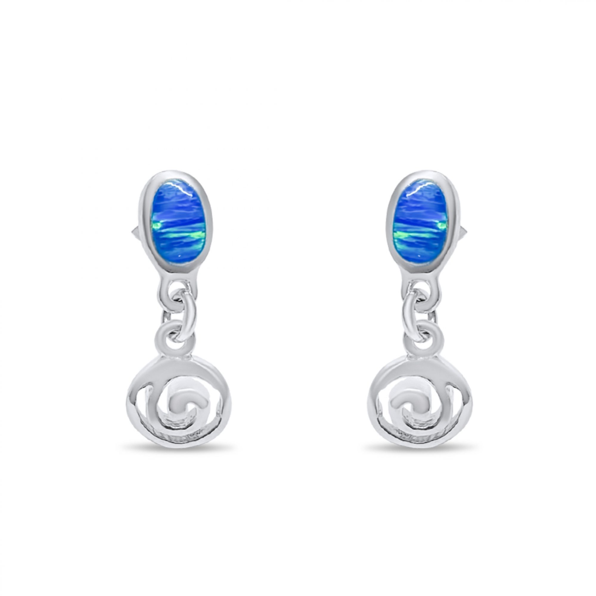 Dangle opal earrings with meander