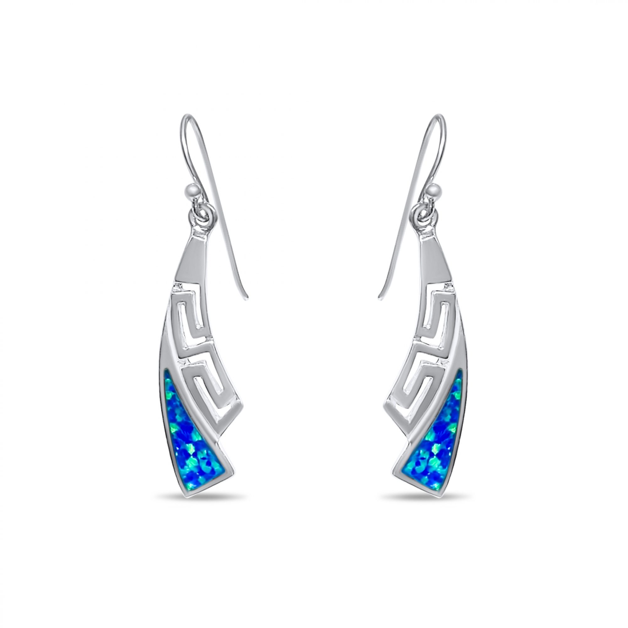 Dangle opal earrings with meander