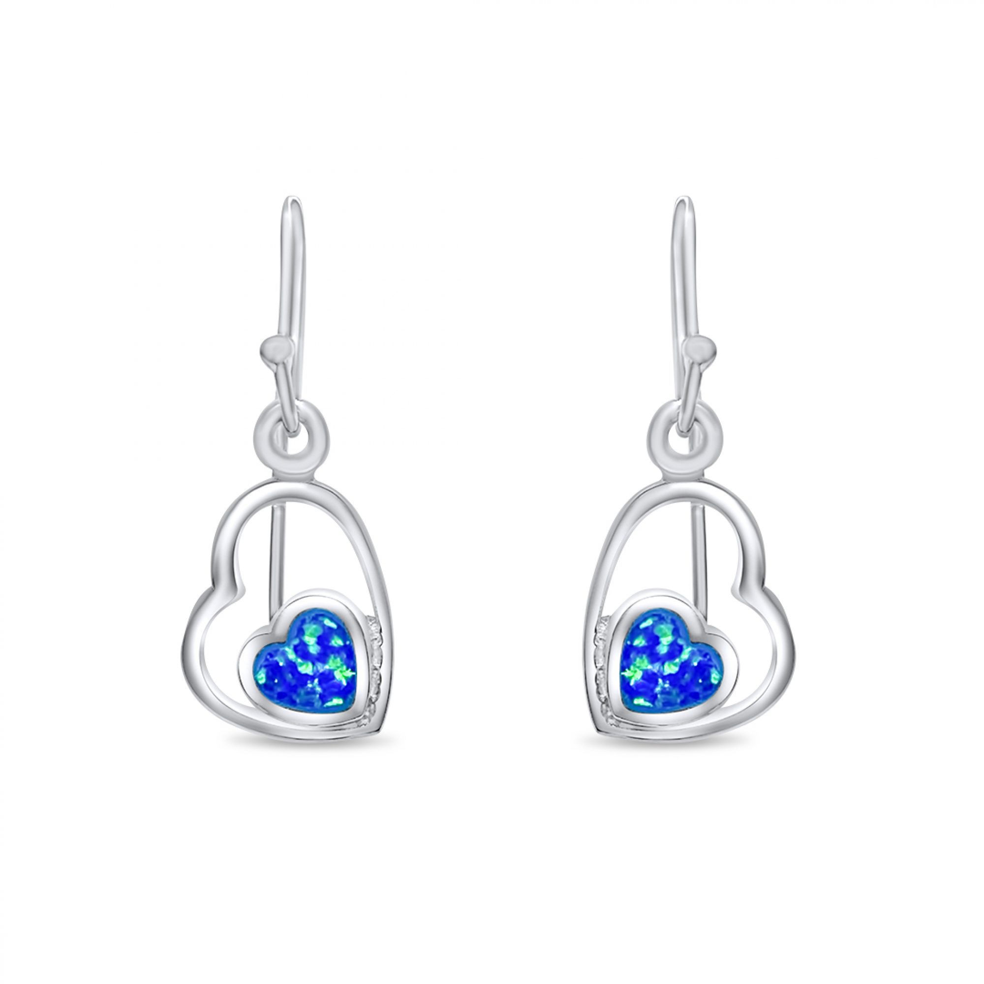 Dangle hearts opal earrings 