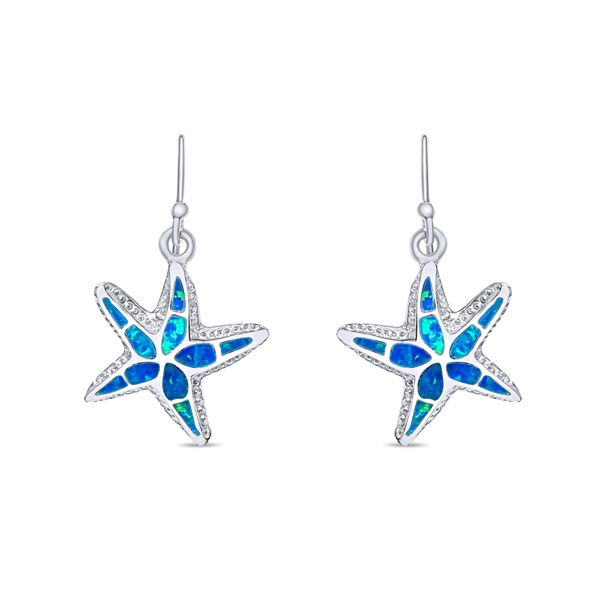 Dangle starfish opal earrings 