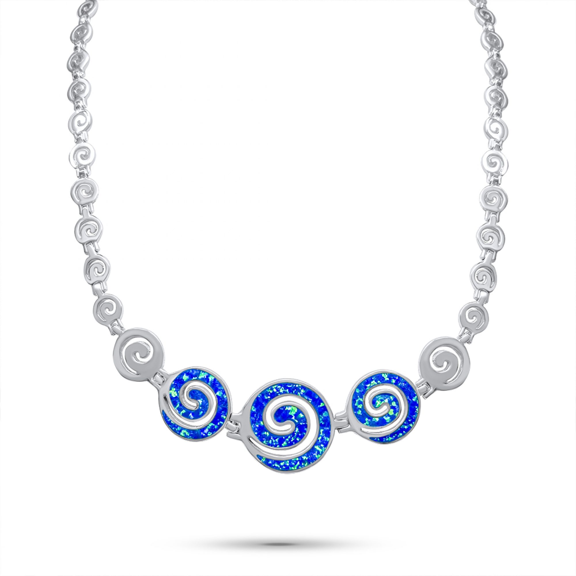 Κολιέ με σπείρες με πέτρες όπαλ και μαίανδρο