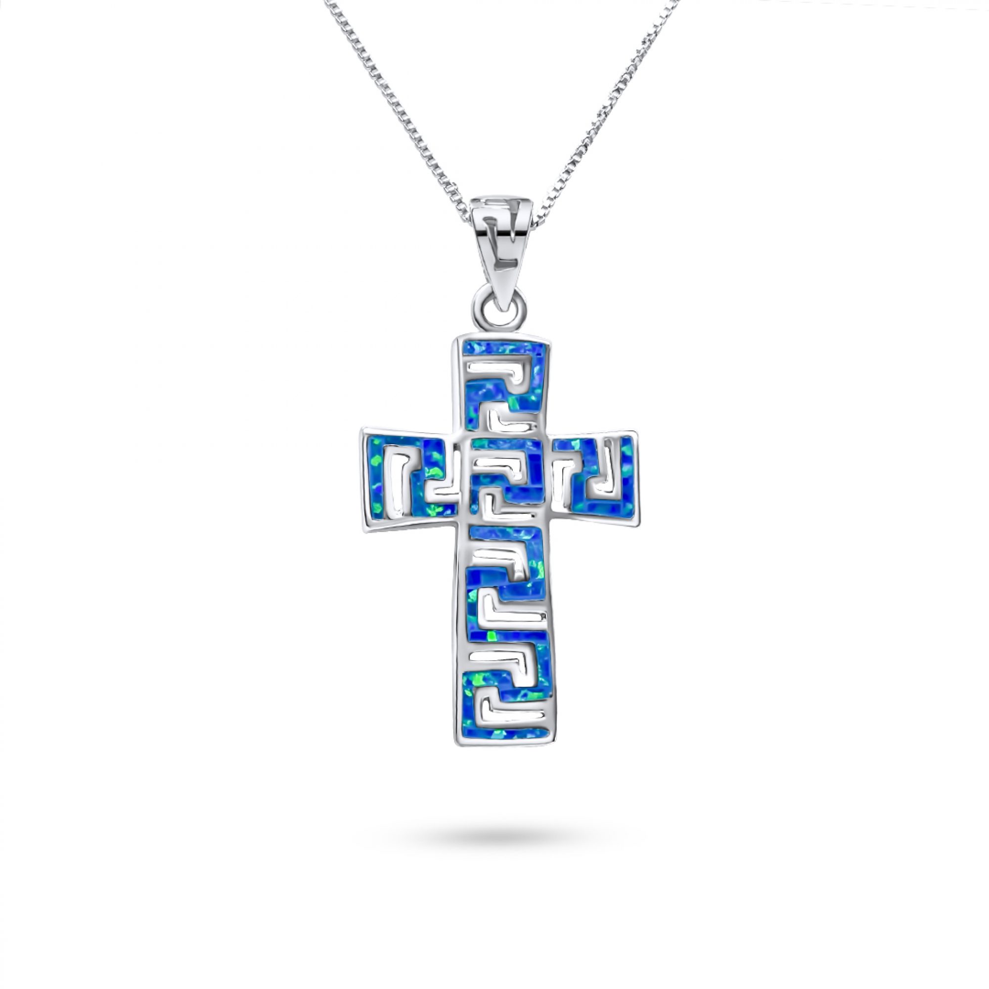 Opal cross pendant